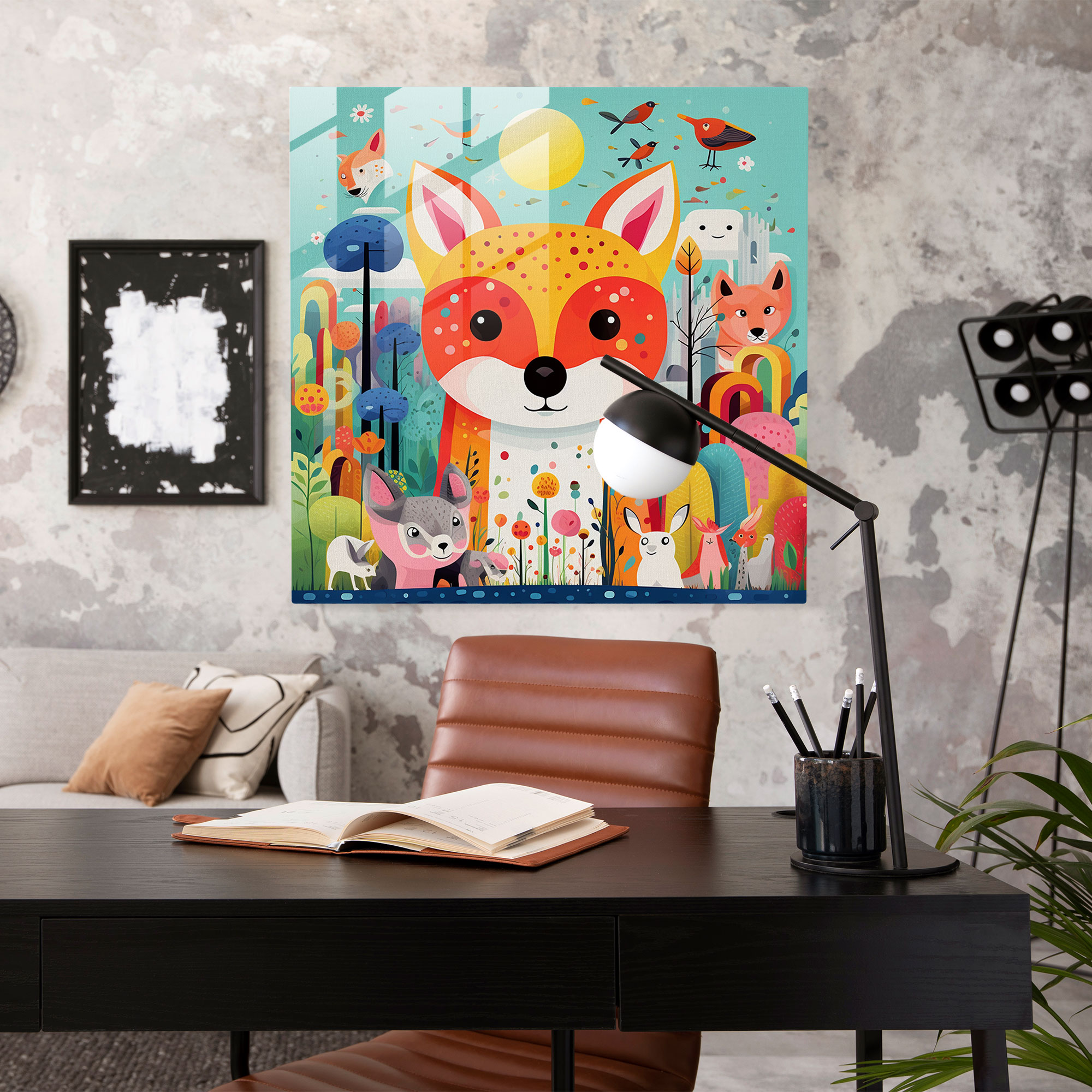 Joyful Menagerie Glass Print