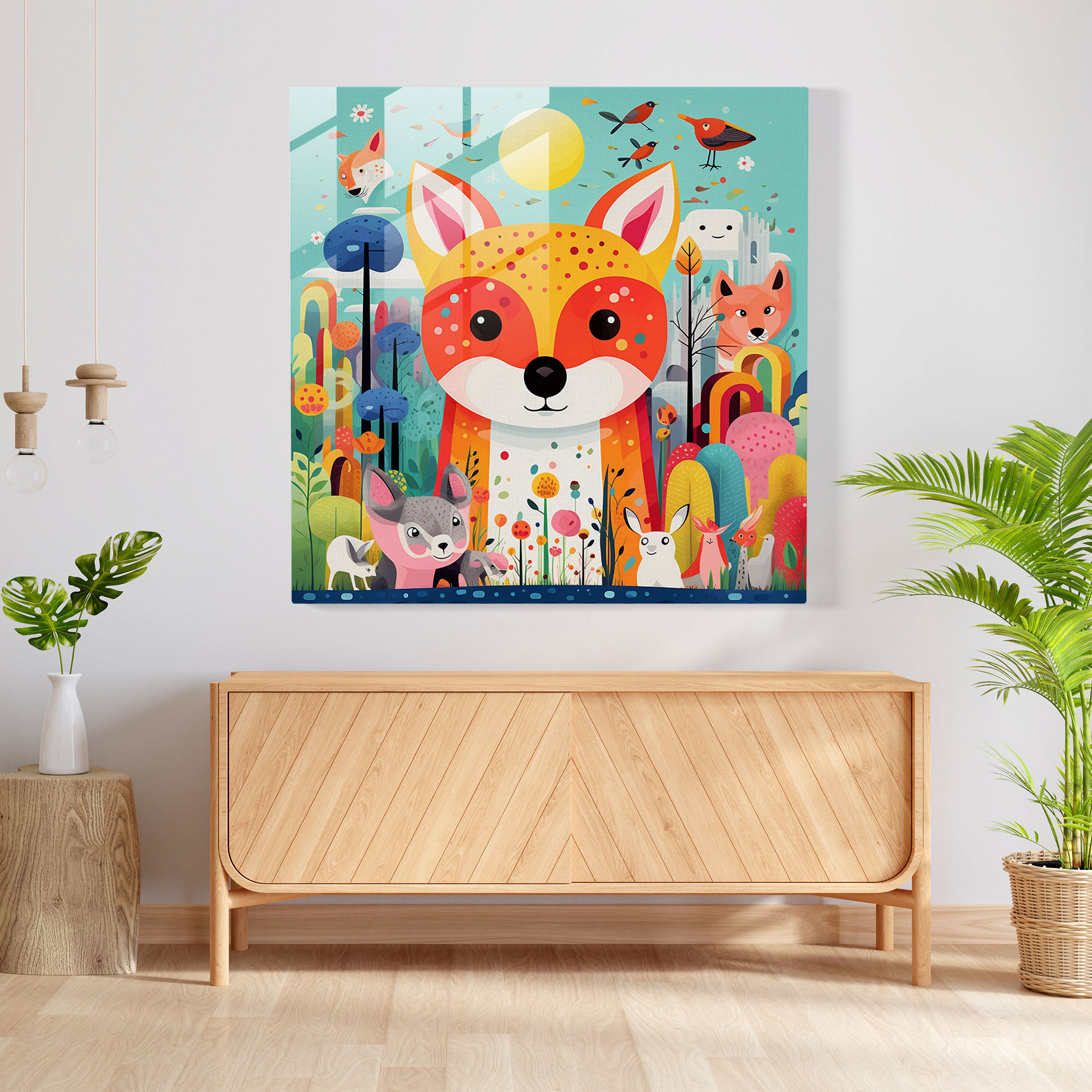 Joyful Menagerie Glass Print