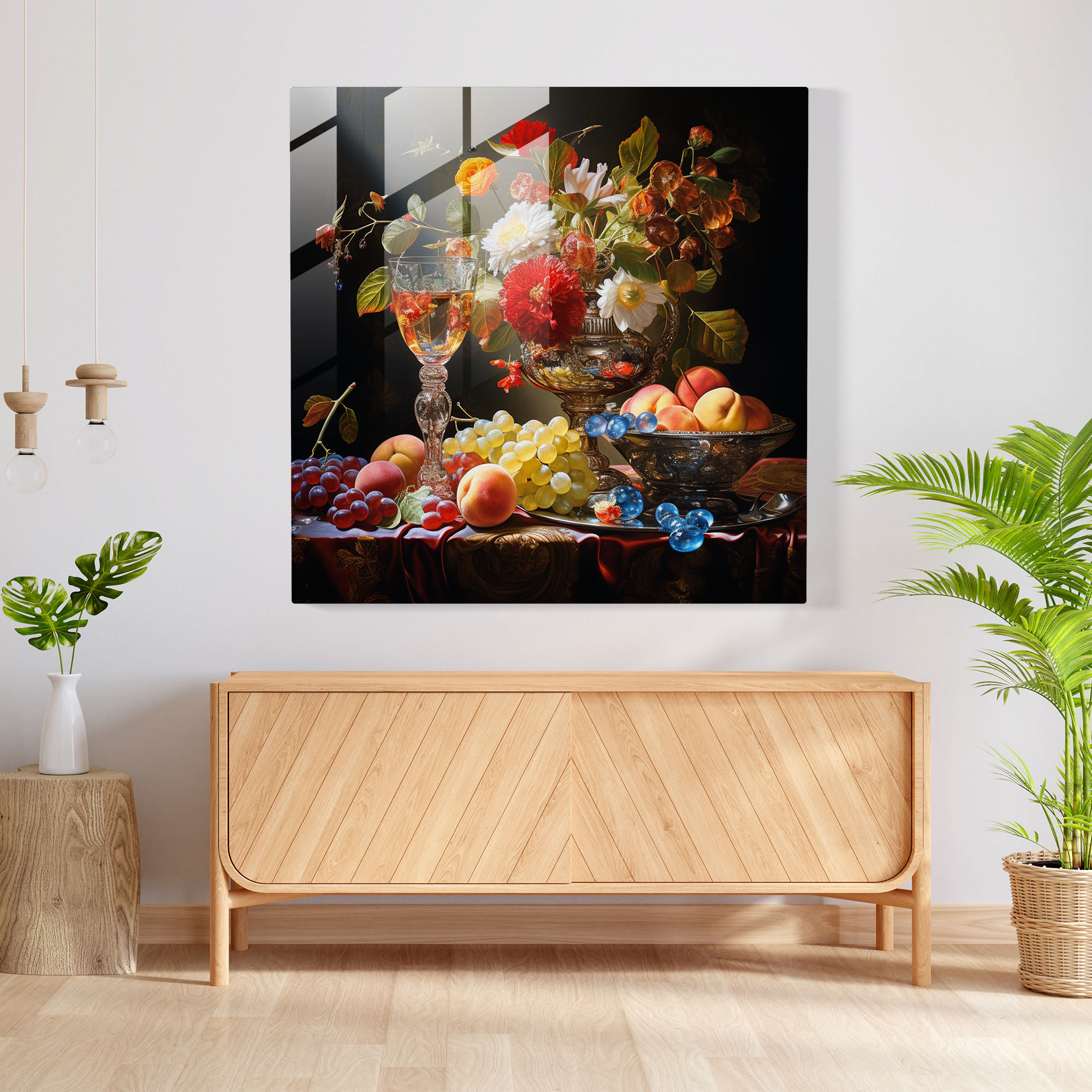 Glasbild Opulente Eleganz - Glaswandkunst inspiriert von der Renaissance - Wohnkultur - Modernes Kunstwerk