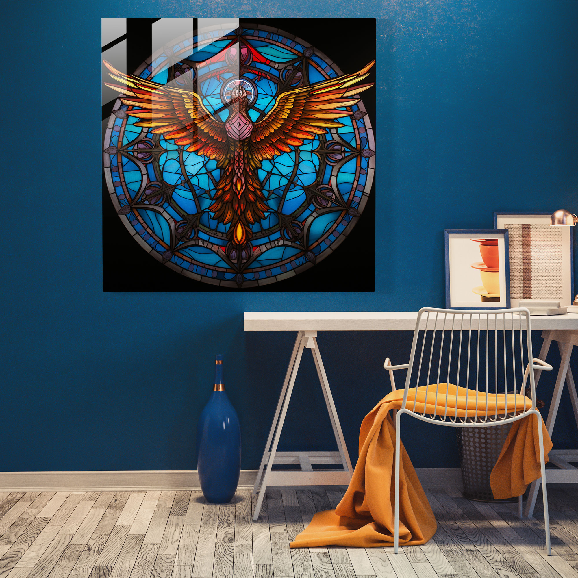 Hermes Stained Glass Print - Hermes, Stained Glass Design, Glass Wall Art, Glass Art