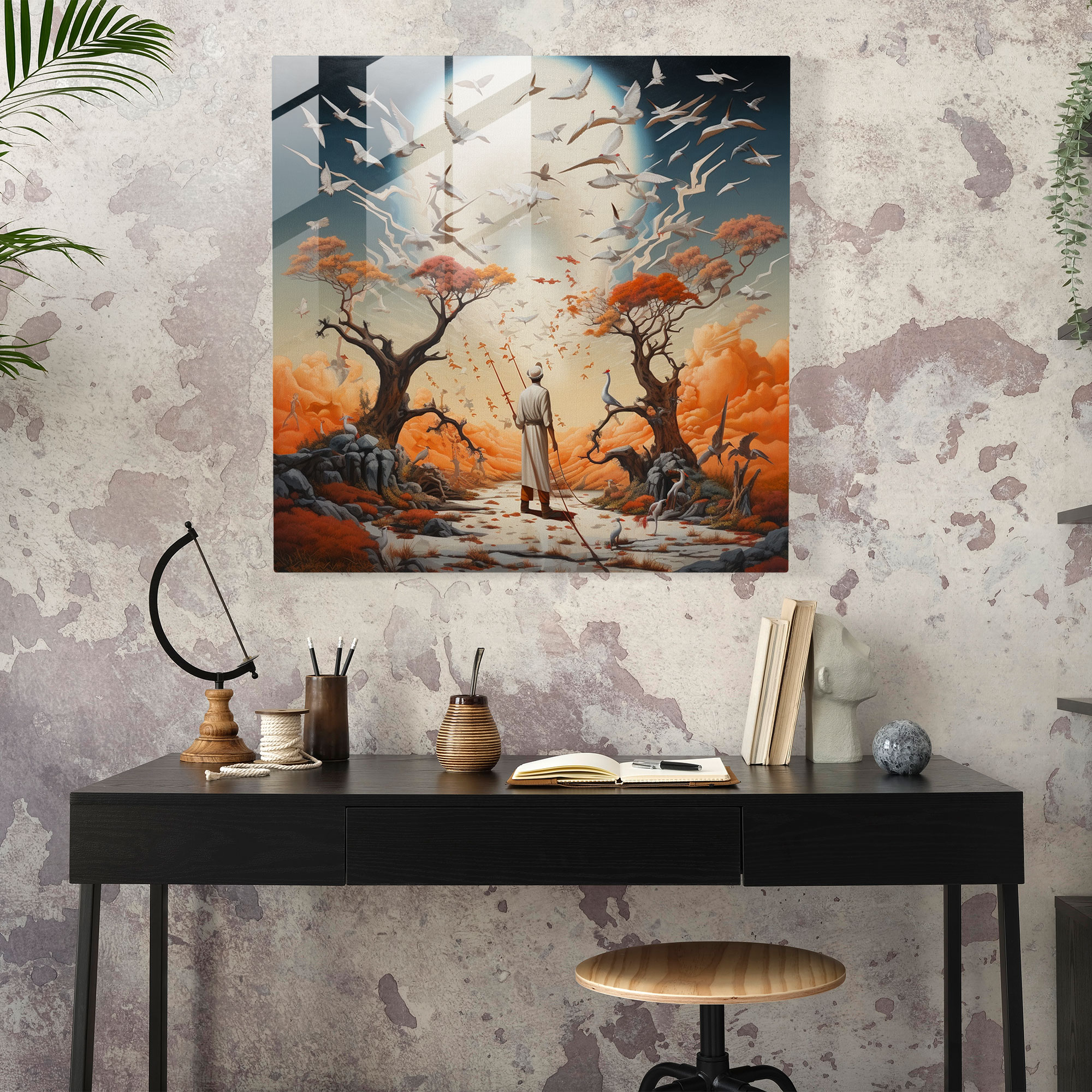 Dreamscape Hermes Glass Print - Hermes, Glass Wall Art, Home Decoration, Dreamlike Landscape
