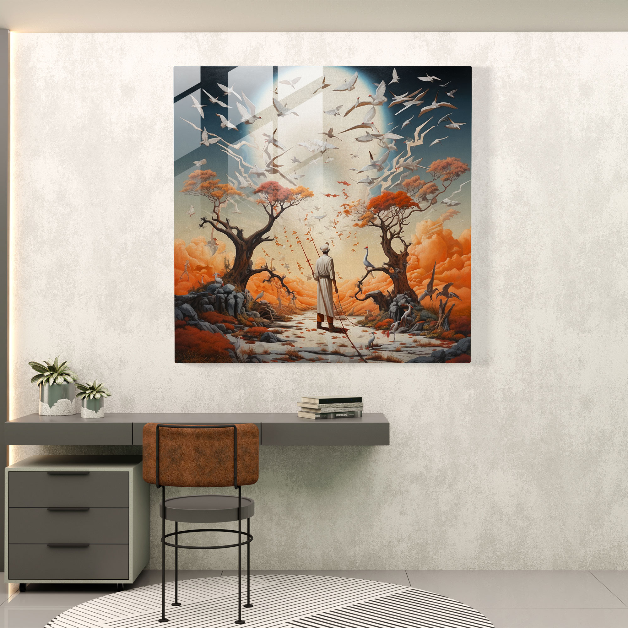 Dreamscape Hermes Glass Print - Hermes, Glass Wall Art, Home Decoration, Dreamlike Landscape