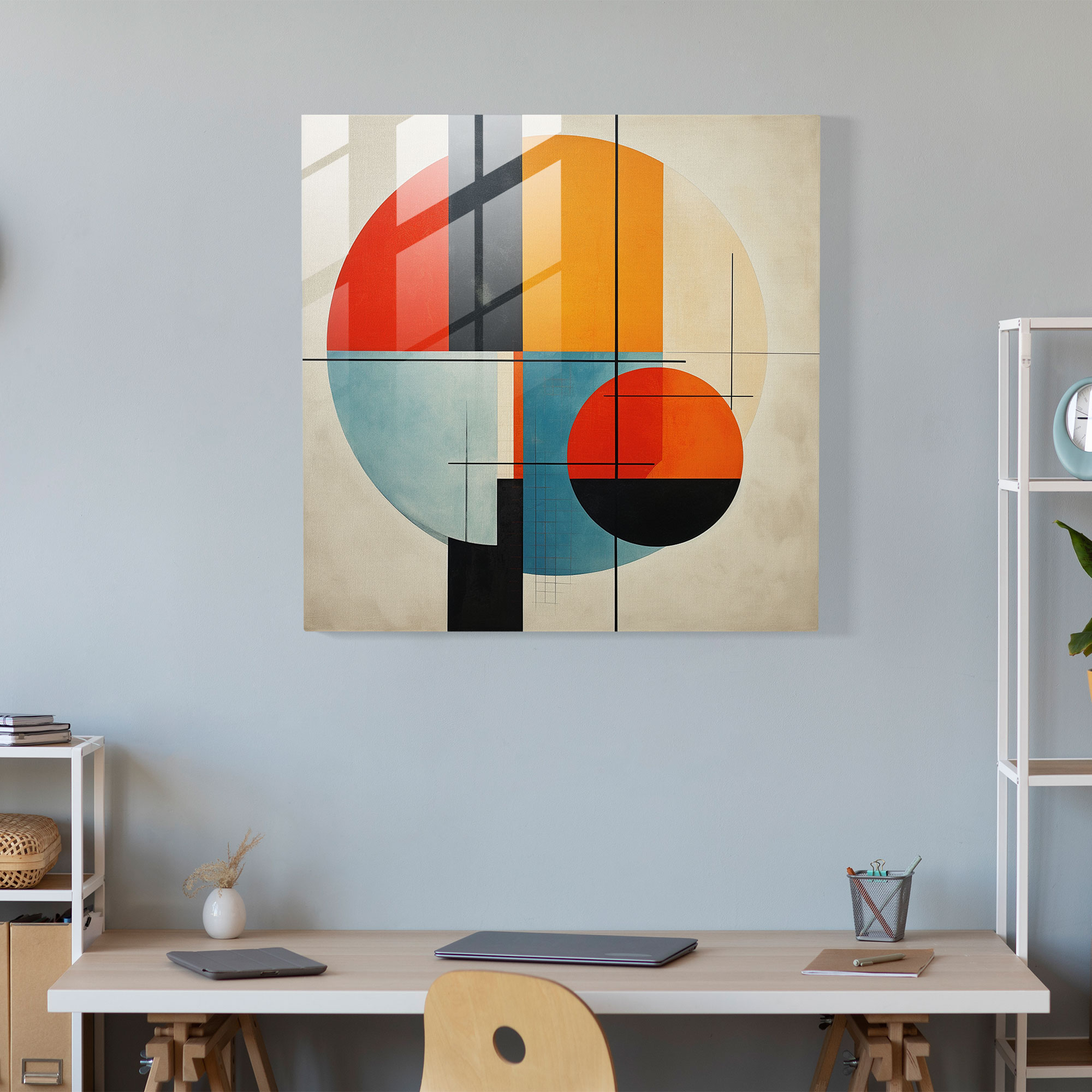 Geometric Hermes Glass Print - Hermes, Geometric Abstraction, Wall Decoration, Glass Art