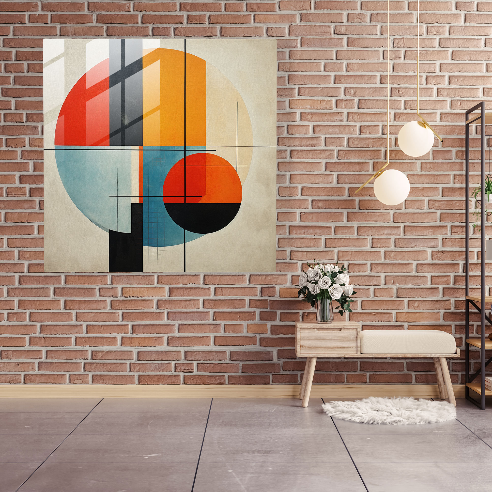Geometric Hermes Glass Print - Hermes, Geometric Abstraction, Wall Decoration, Glass Art
