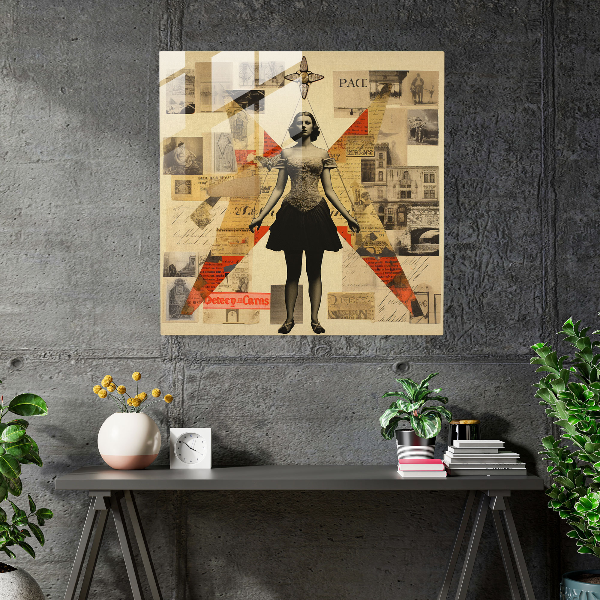 Vintage Hermes Glass Print - Hermes, Home Decoration, Wall Decoration, Collage