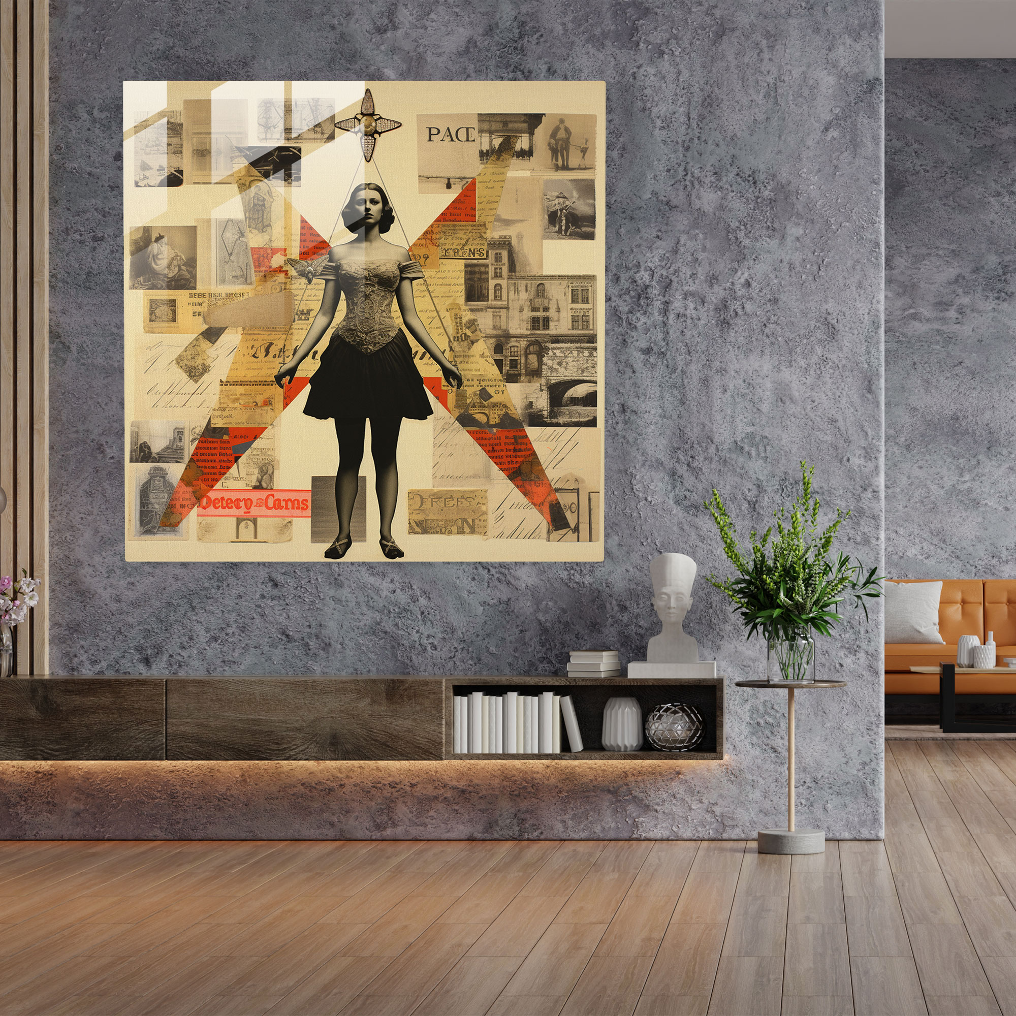 Vintage Hermes Glass Print - Hermes, Home Decoration, Wall Decoration, Collage