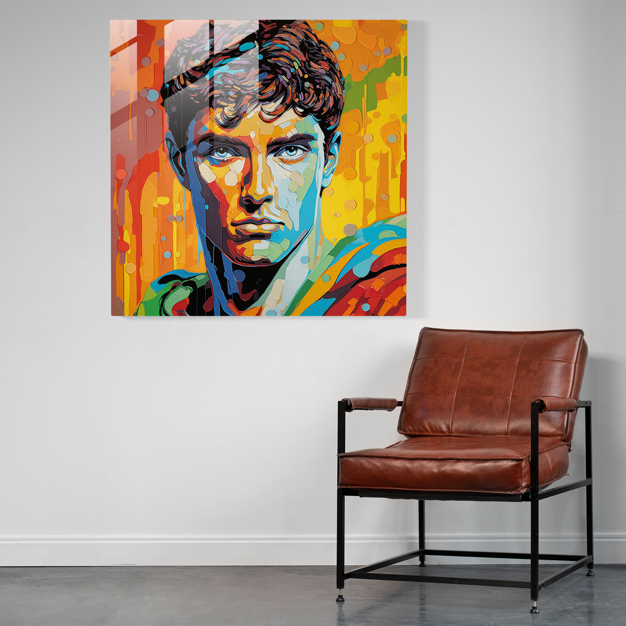 Hermes Cam Tablo - Pop Art Portre - Hermes Çizgi Roman Tarzı Cam Sanat Enerji
