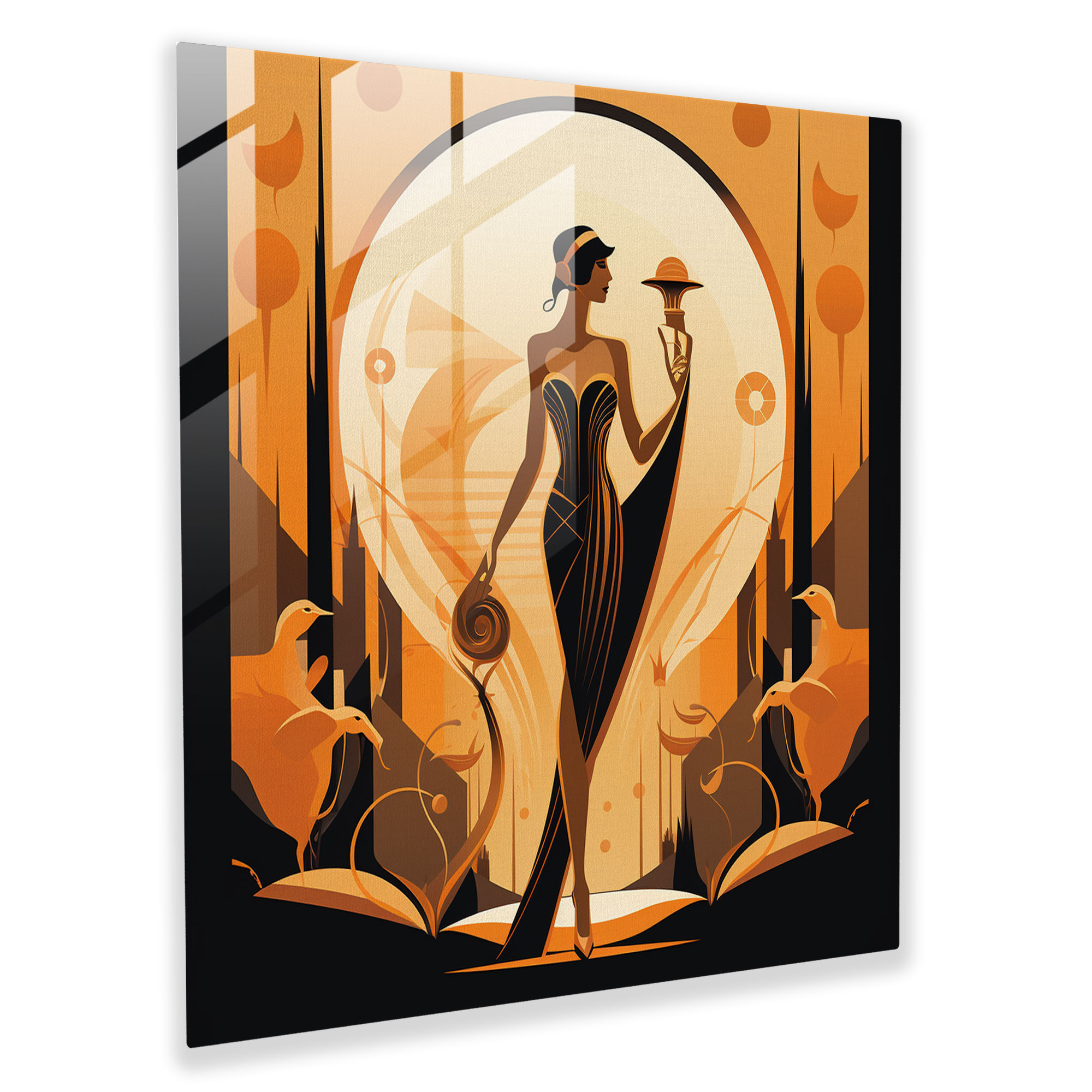 Hermes Glass Print - Art Deco Style Illustration - Hermes, Glass Print, Wall Decoration, Sophisticated Portrayal