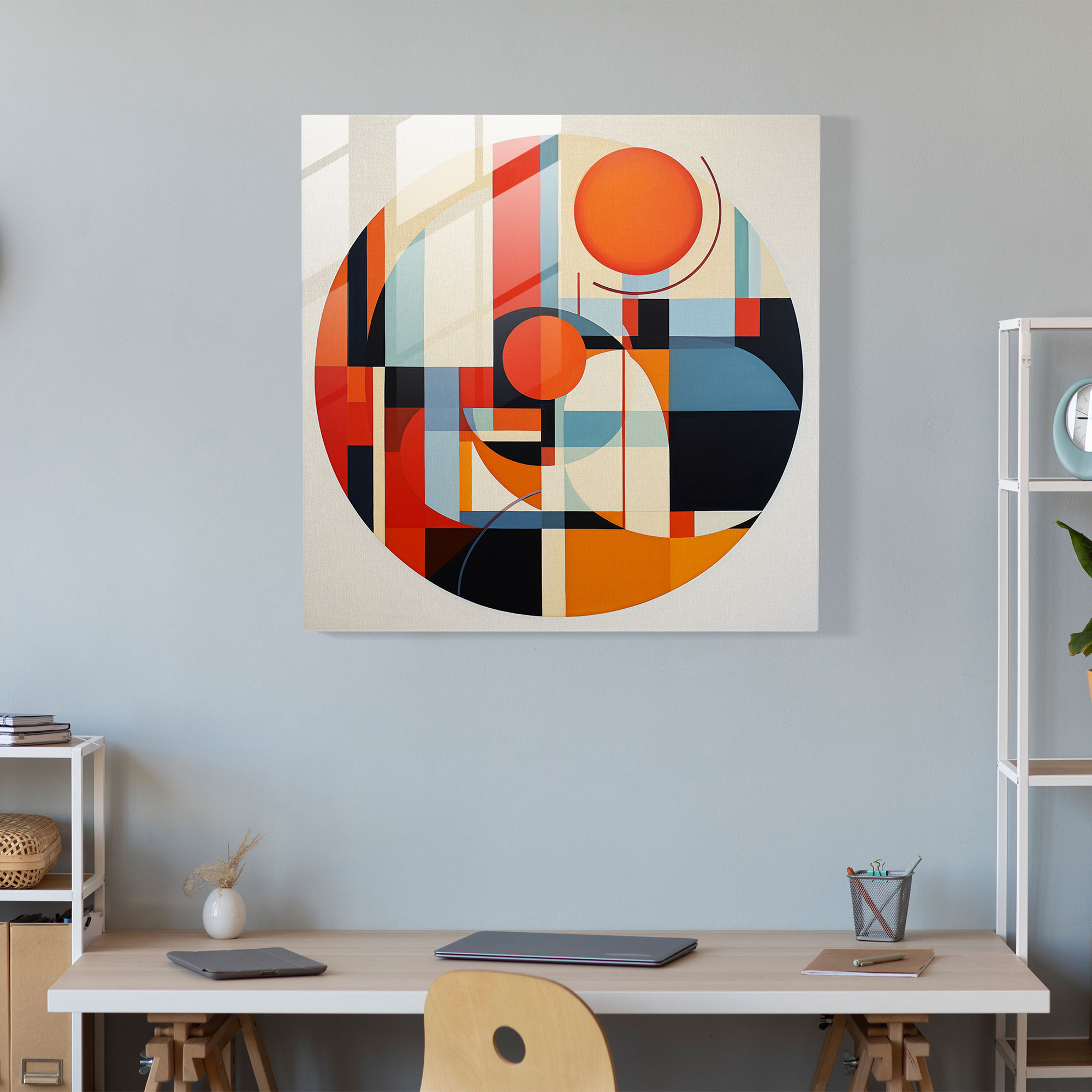Hermes Cam Tablo - Geometrik Soyutlama - Hermes Modern Yorum Ev Dekorasyonu Duvar Dekorasyonu