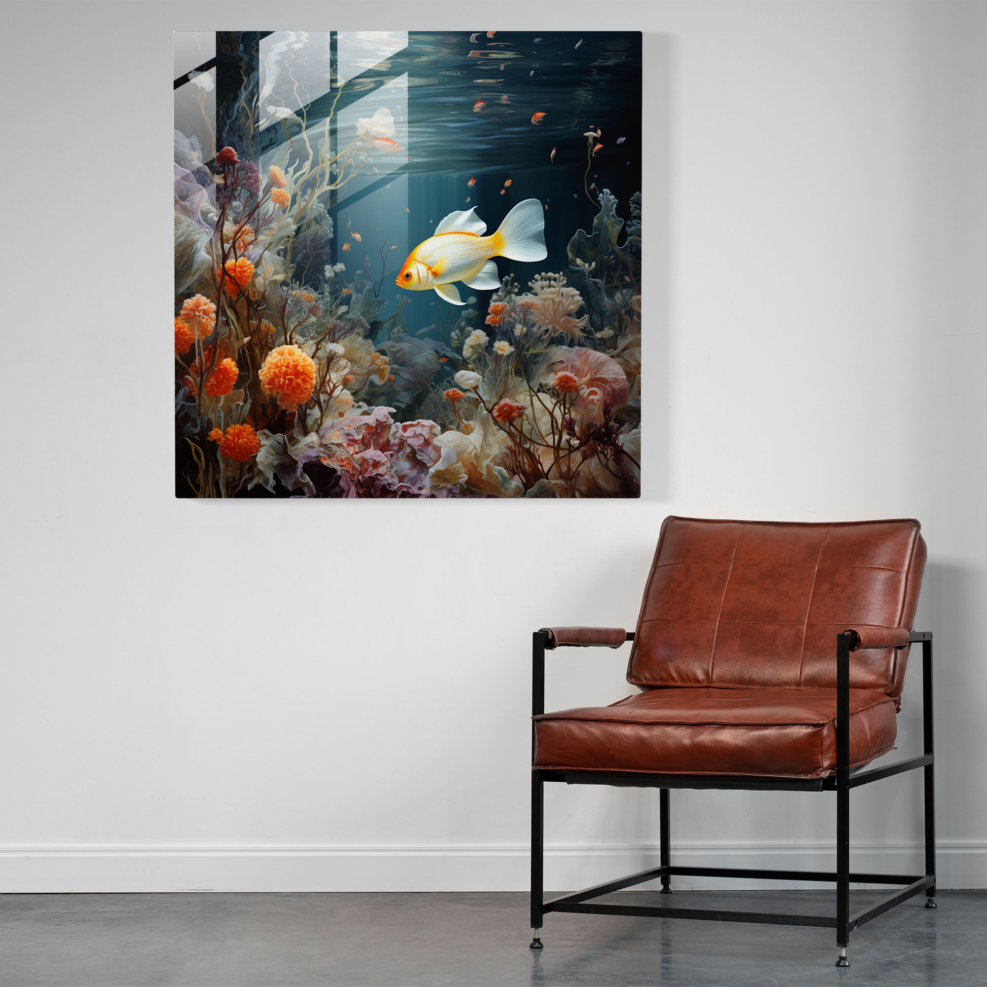 Hermes Glass Print - Underwater Glass Wall Art - Hermes, Tranquil, Glass Wall Art, Marine Life