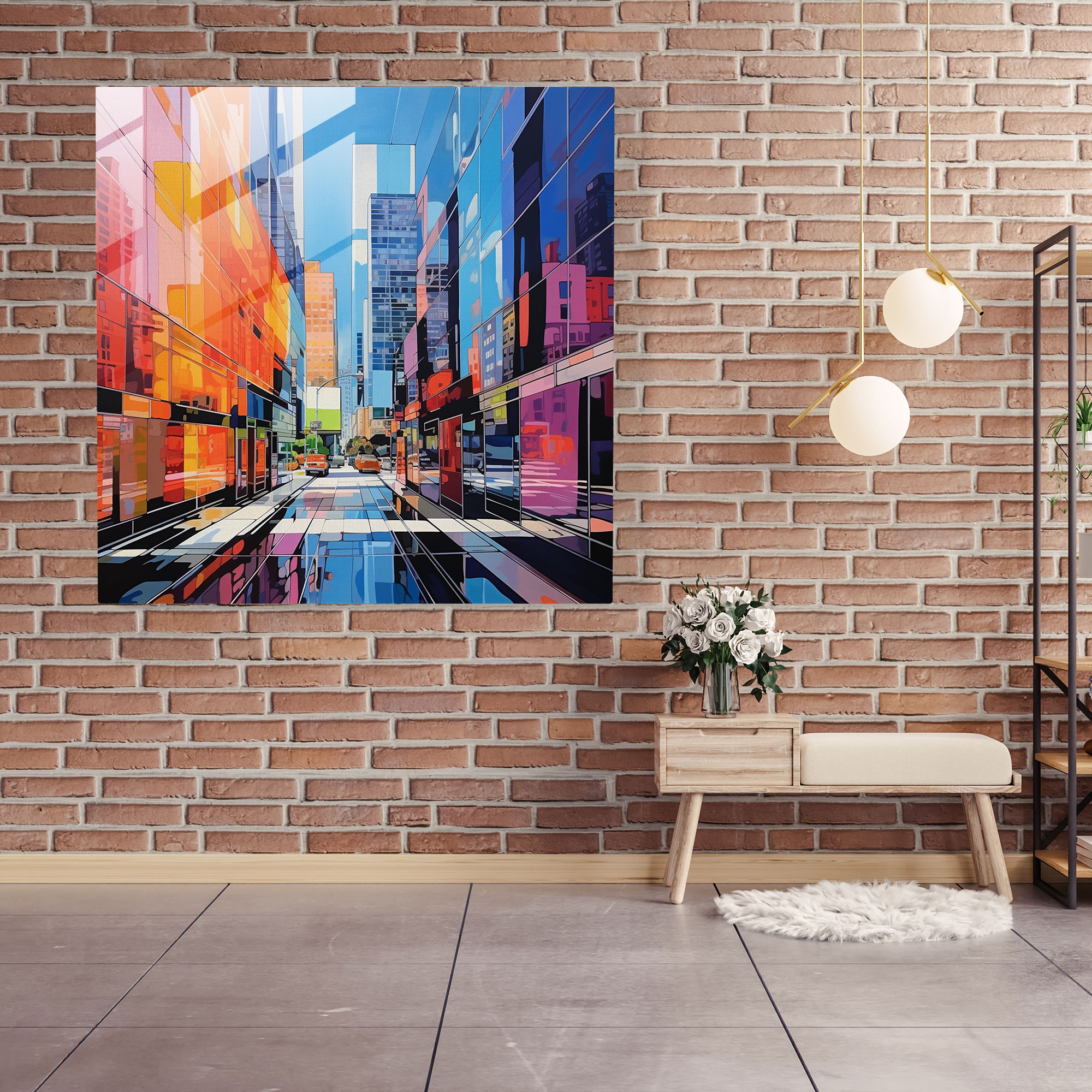 Hermes Glass Print - Cityscape Glass Wall Art - Hermes, Cityscape Design, Modern Art, Home Decoration