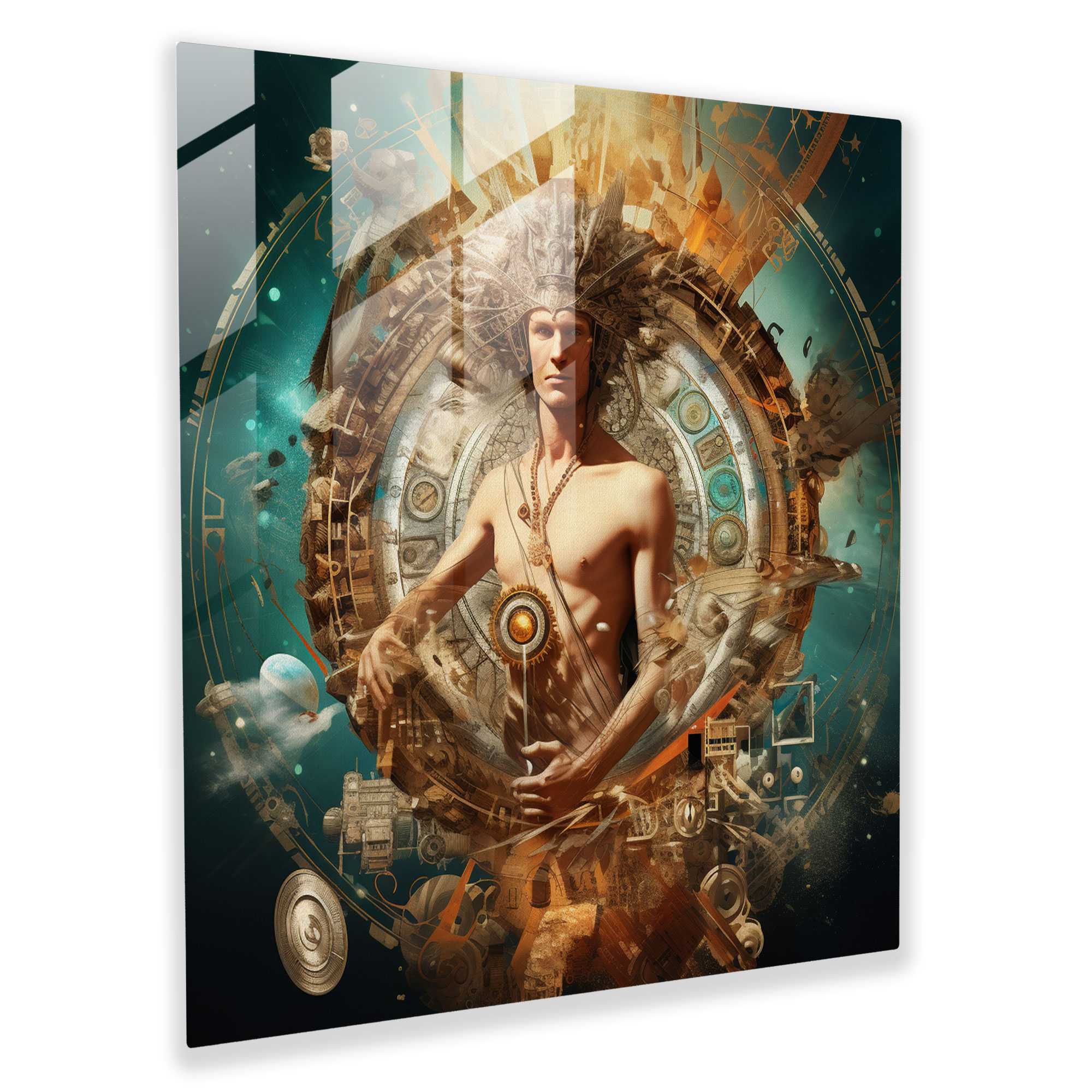 Hermes Glass Print - Symbols Of Swift Communication - Hermes, Wall Decoration, Glass Art, Technological Creativity