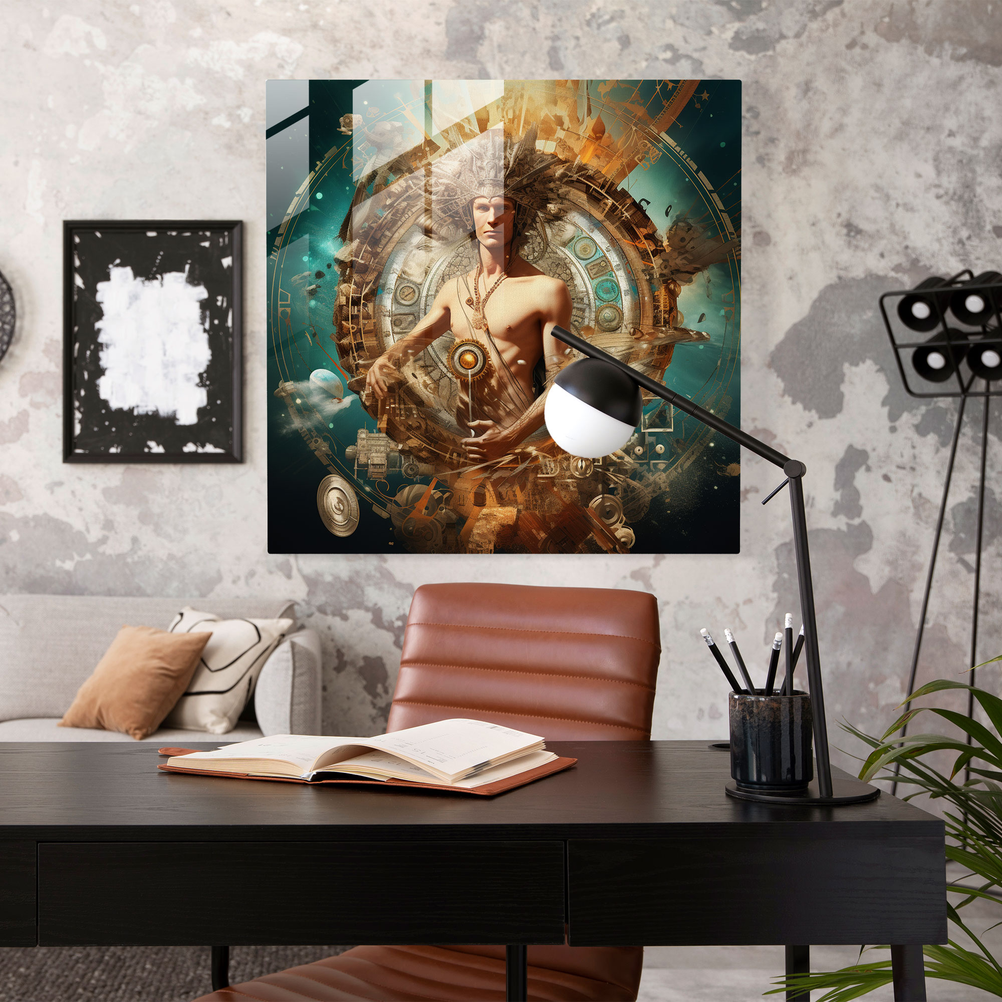 Hermes Glass Print - Symbols Of Swift Communication - Hermes, Wall Decoration, Glass Art, Technological Creativity
