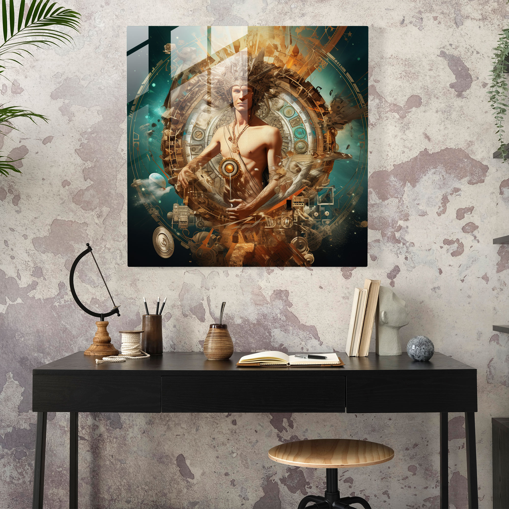 Hermes Glass Print - Symbols Of Swift Communication - Hermes, Wall Decoration, Glass Art, Technological Creativity