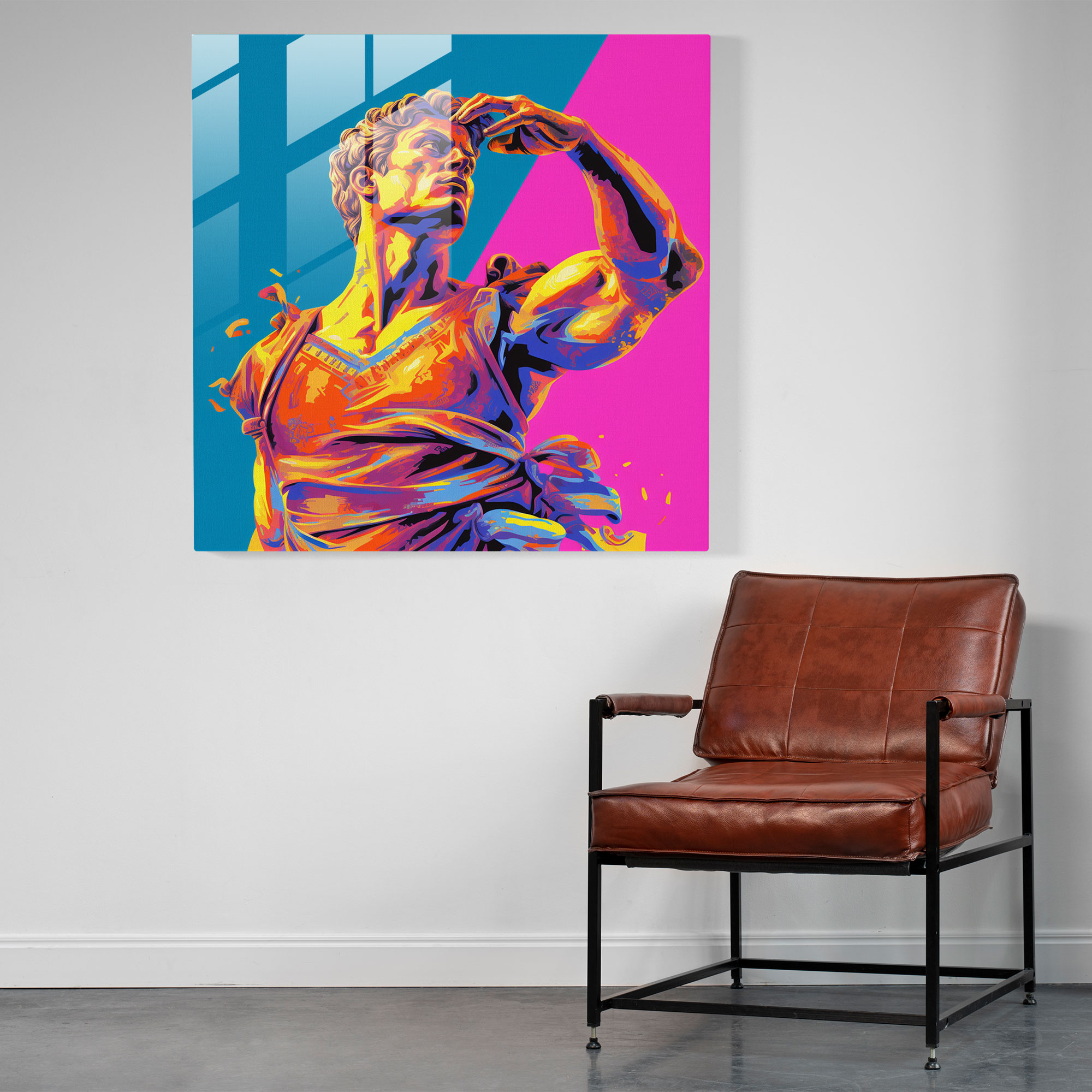 Hermes Cam Tablo - Canlı Renkler - Modern Sanat Renkli ve Canlı