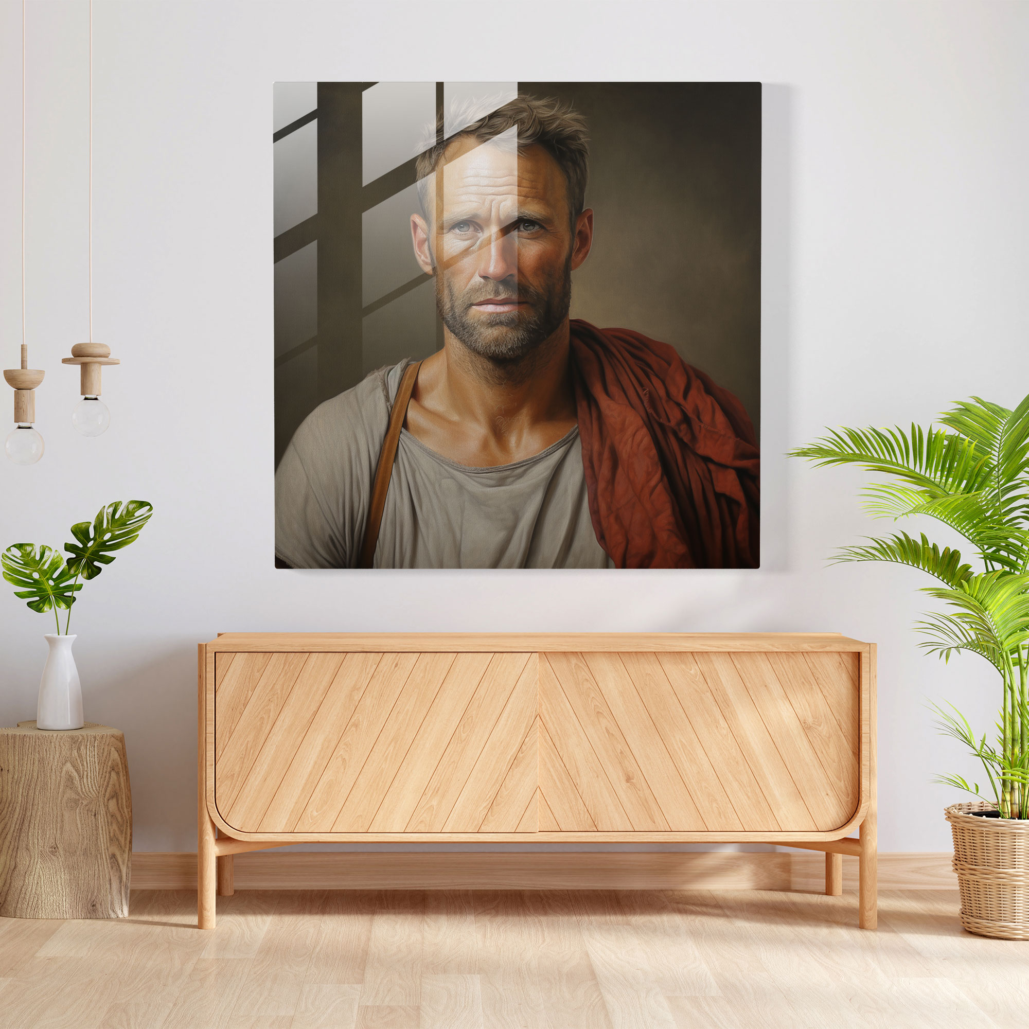 Hermes Glass Print - Portrait Of The Messenger - Hermes, Lifelike Quality, Glass Art, Breathtaking Detail