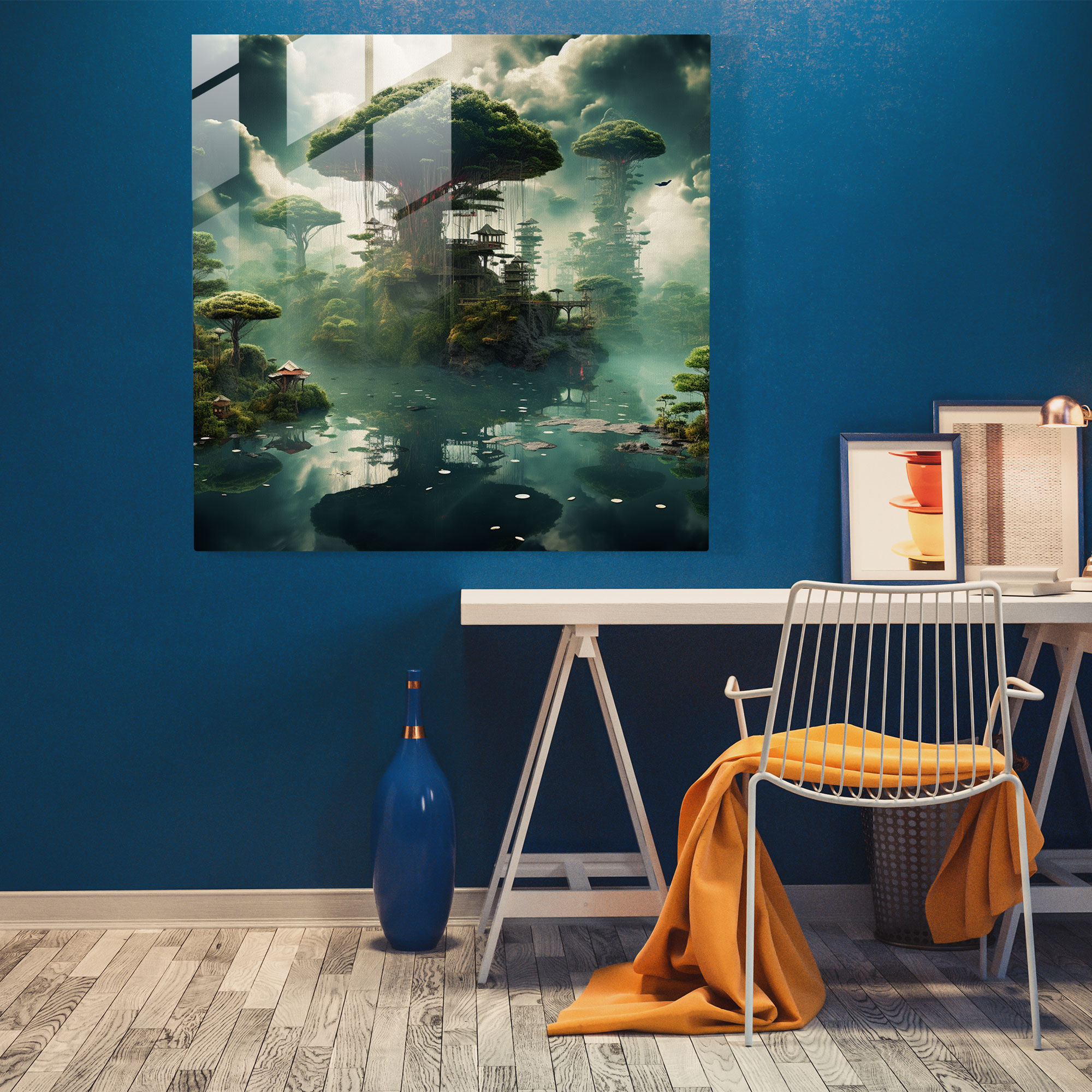 Hermes Glass Print - Surreal Forest Glass Wall Art - Hermes, Glass Print, Glass Wall Art, Surreal Artwork