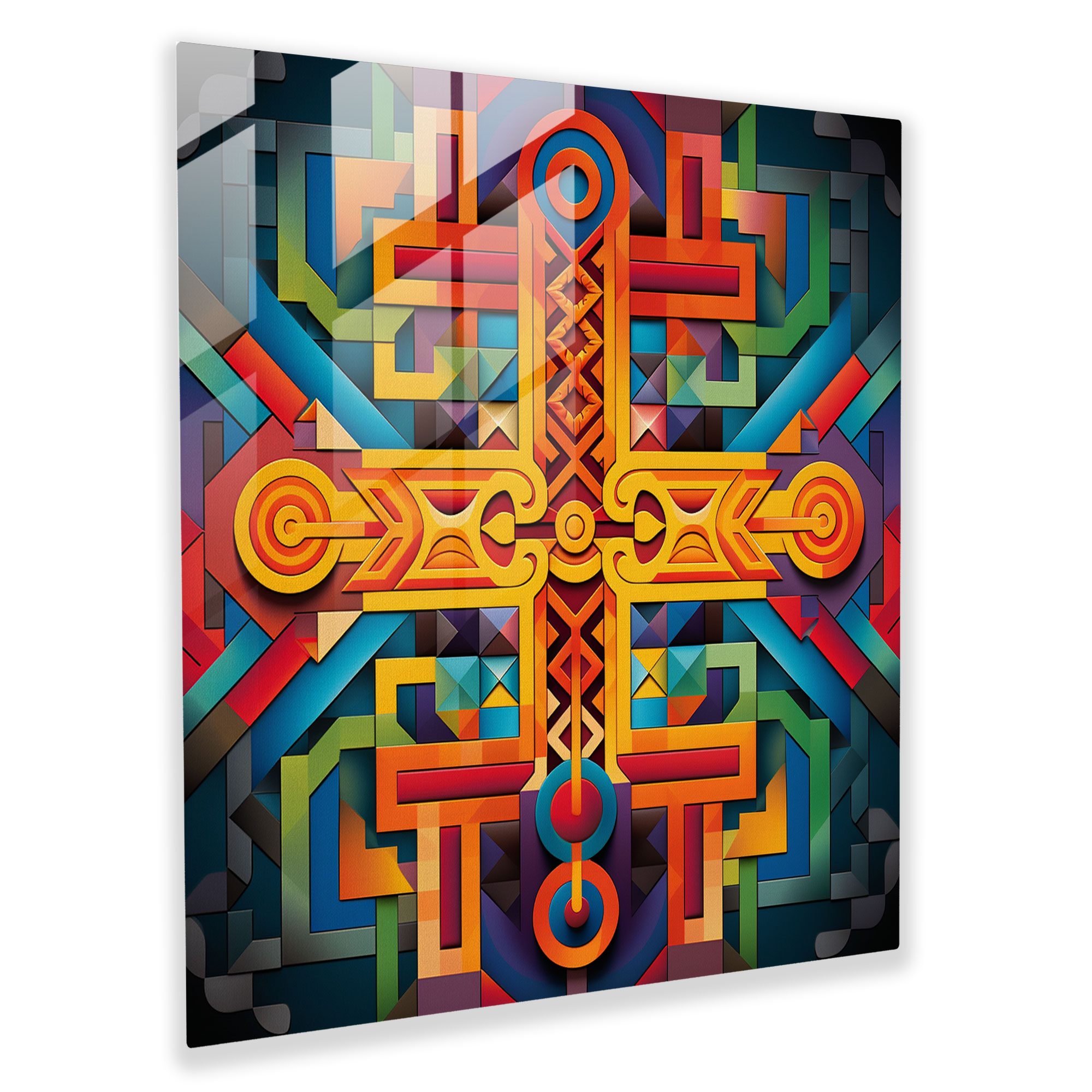 Hermes Glass Print - Abstract Geometric Glass Wall Art - Hermes, Eye-Catching, Abstract Geometric Design, Hermes