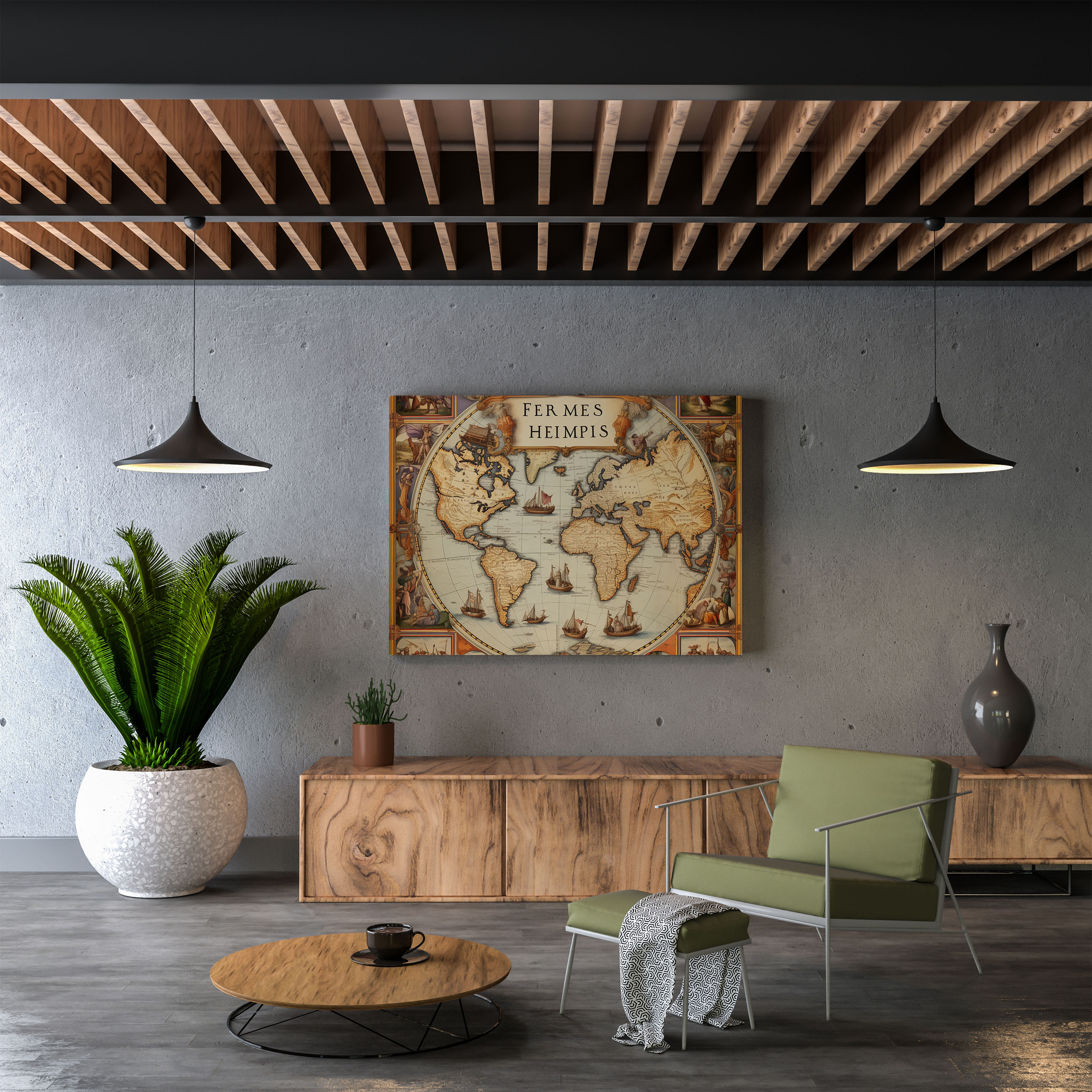 Hermes Ticaret Yolları Vintage Harita Kanvas Tablo - Ev Dekorasyonu Bağlantı ve Macera