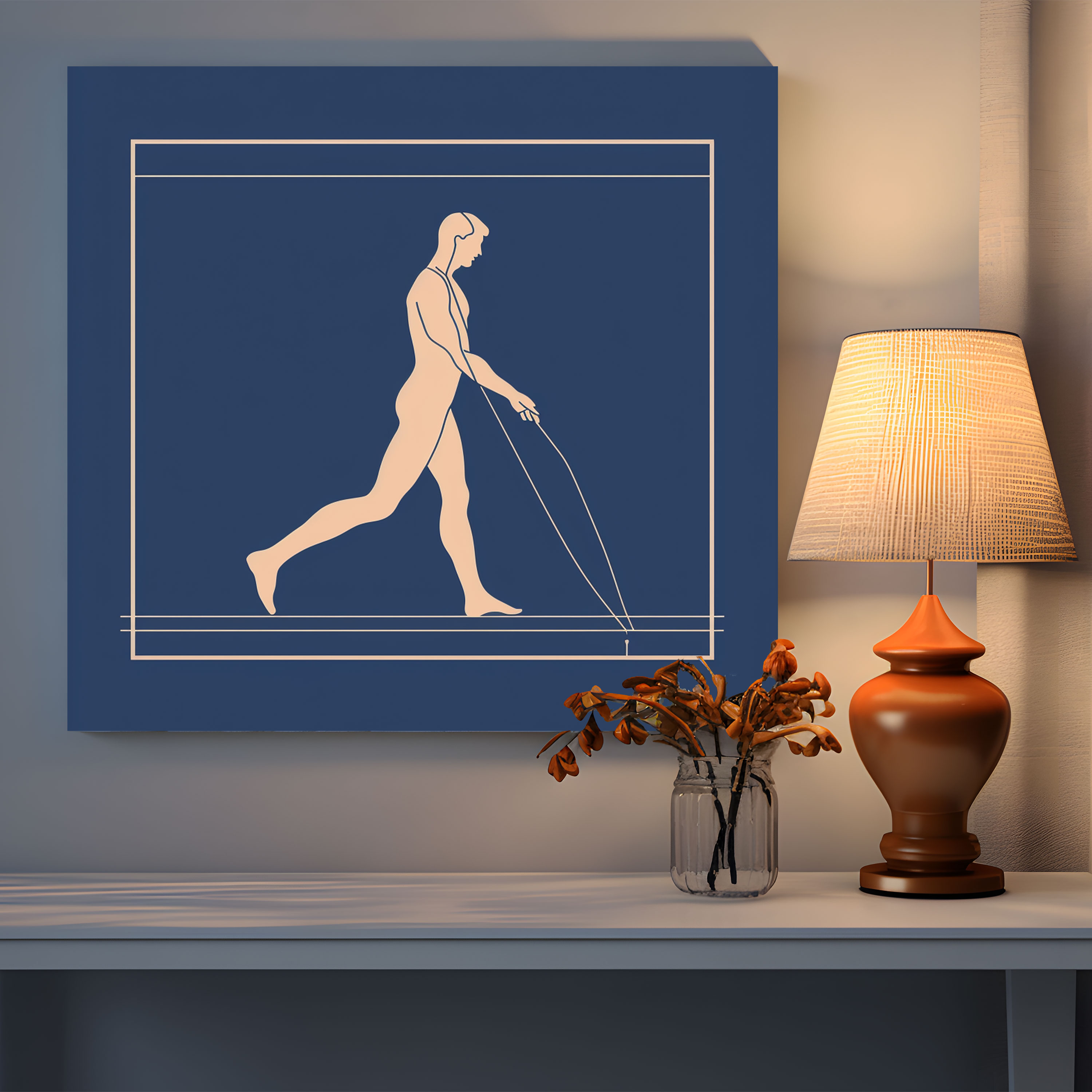 Hermes Minimalist Çizgi Sanat Kanvas Tablo - Duvar Sanatı Ev Dekorasyonu Zarafet ve Çeviklik