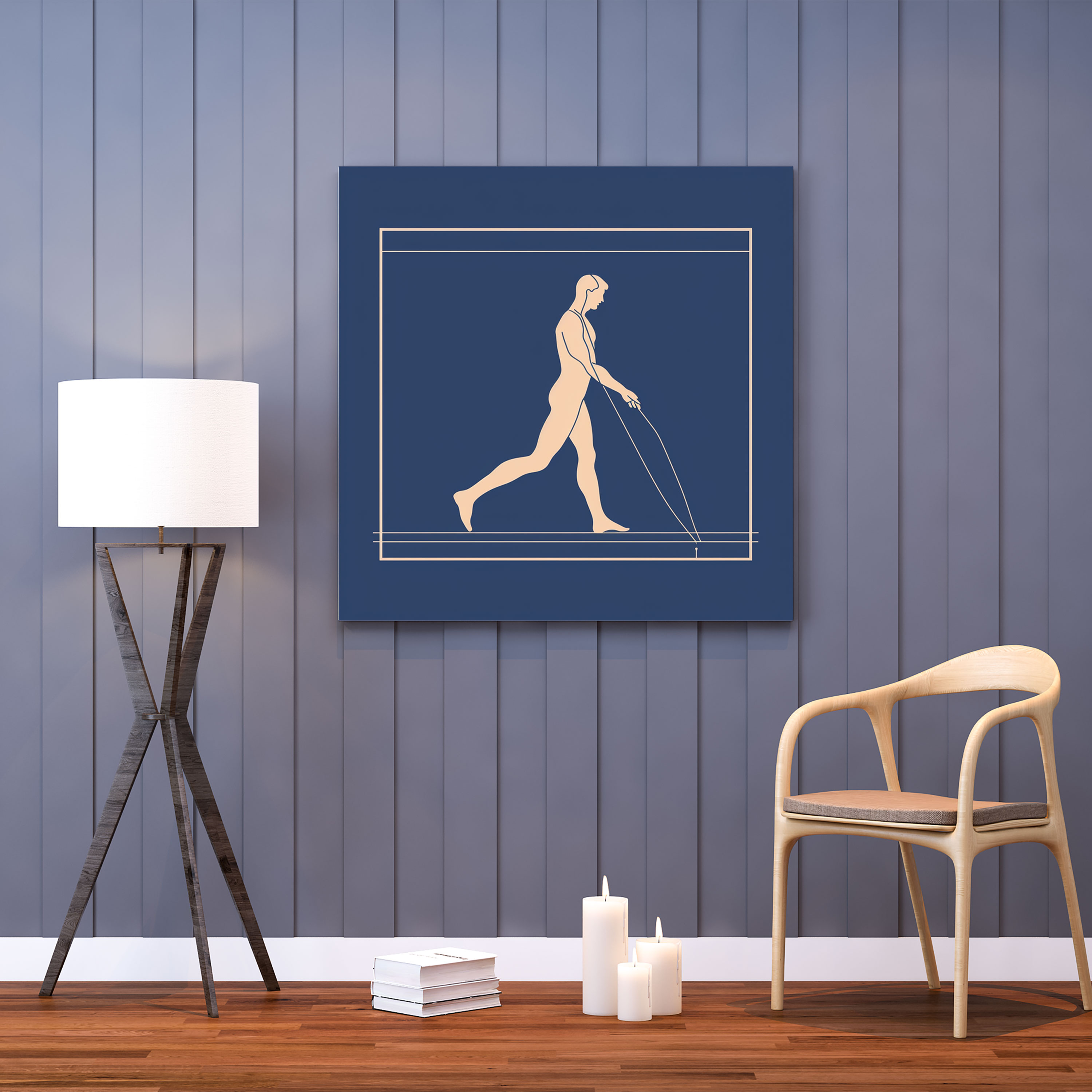 Hermes Minimalist Çizgi Sanat Kanvas Tablo - Duvar Sanatı Ev Dekorasyonu Zarafet ve Çeviklik
