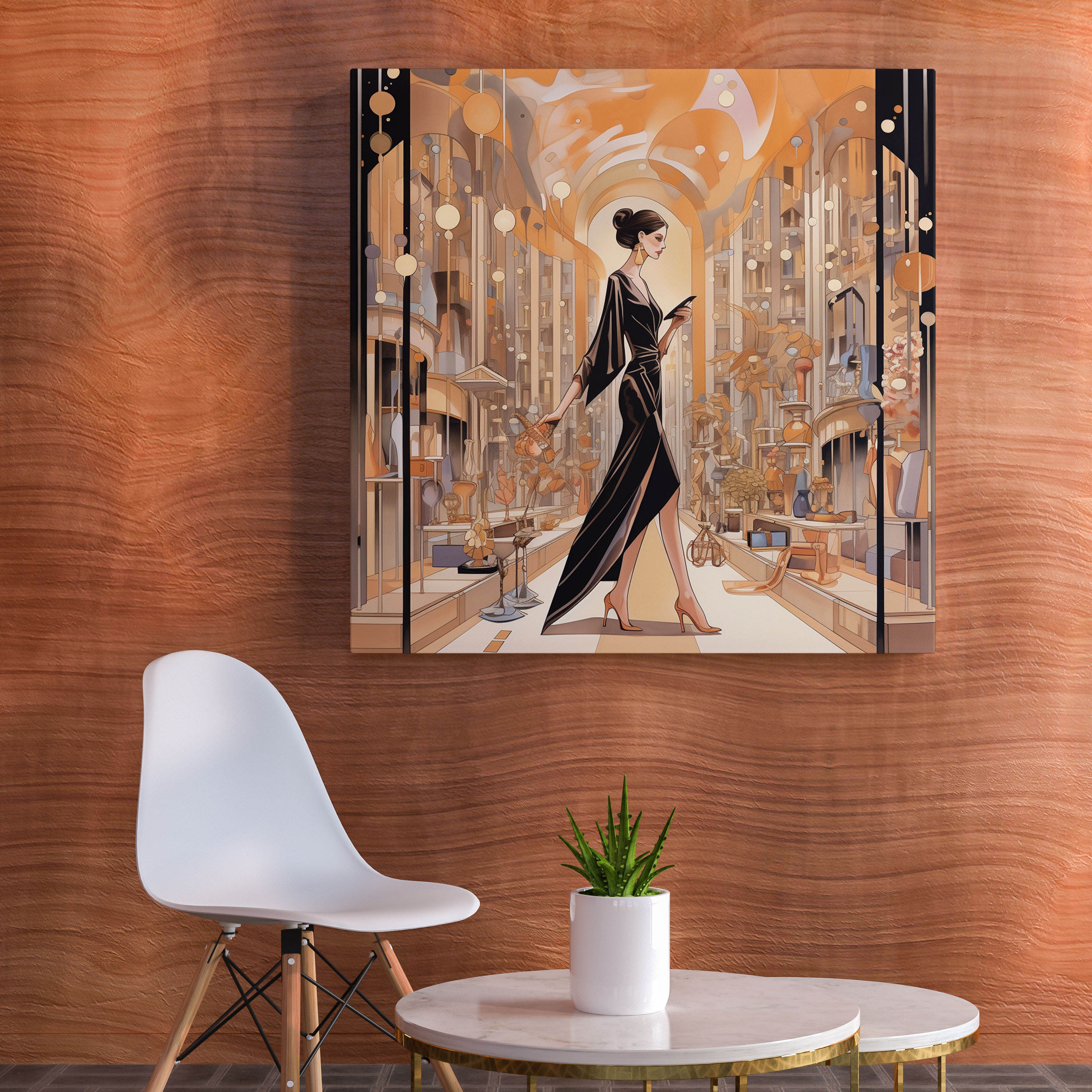 Hermes Canvas Print - Fashion-Forward Illustration Wall Art - Hermes, Wall Decoration, Home Decoration, Glamorous Setting