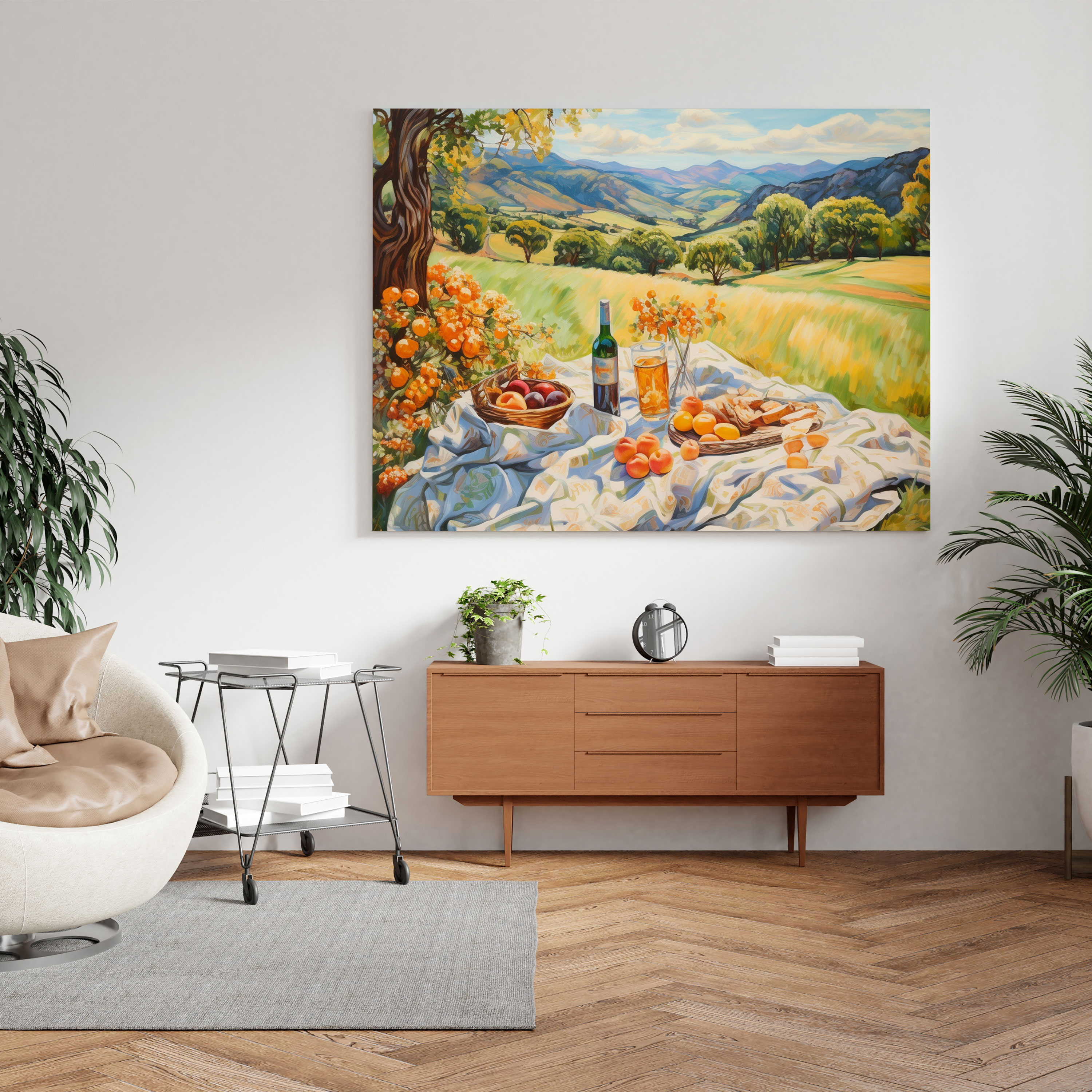 Hermes Silk Scarf Canvas Print - Hermes, Landscape, Home Decoration, Impressionist Painting
