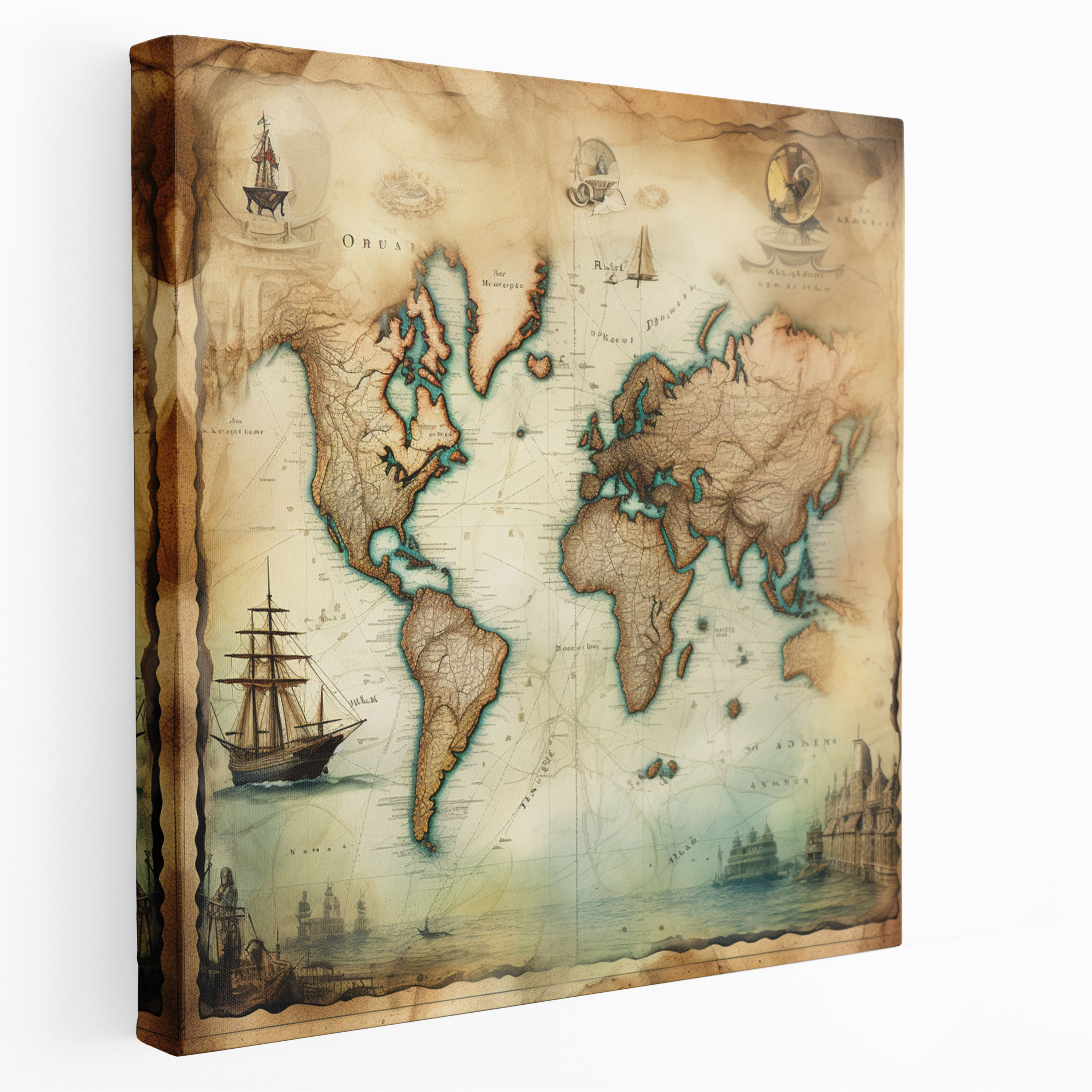 Hermes Canvas Print - Vintage Map Wall Art - Hermes, Exploration, Map, Wall Art