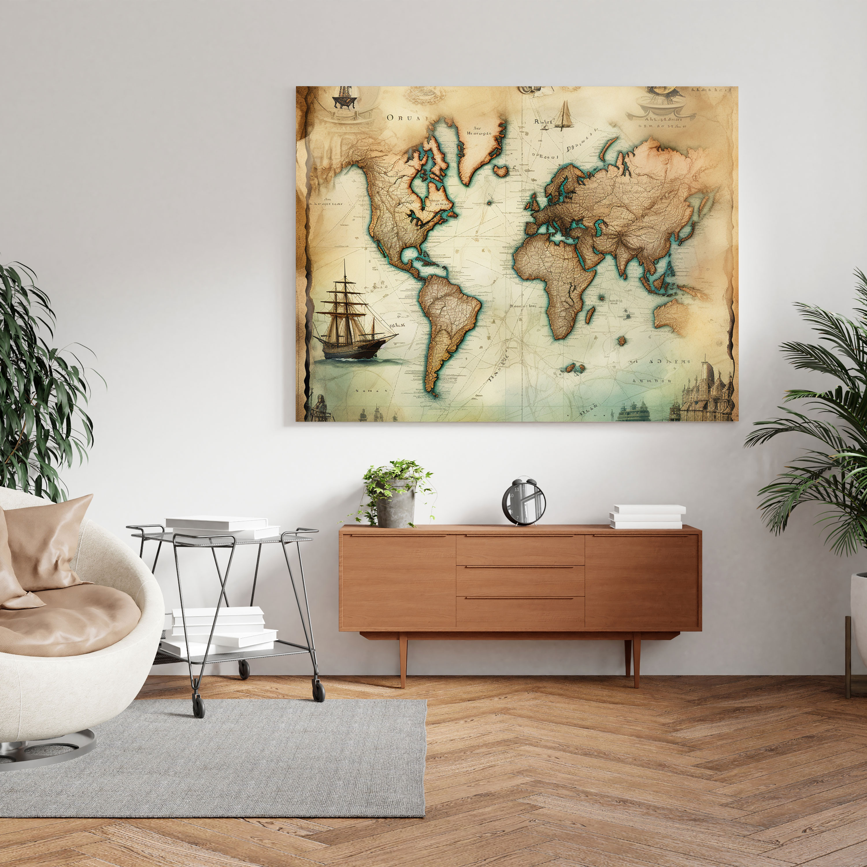 Hermes Canvas Print - Vintage Map Wall Art - Hermes, Exploration, Map, Wall Art