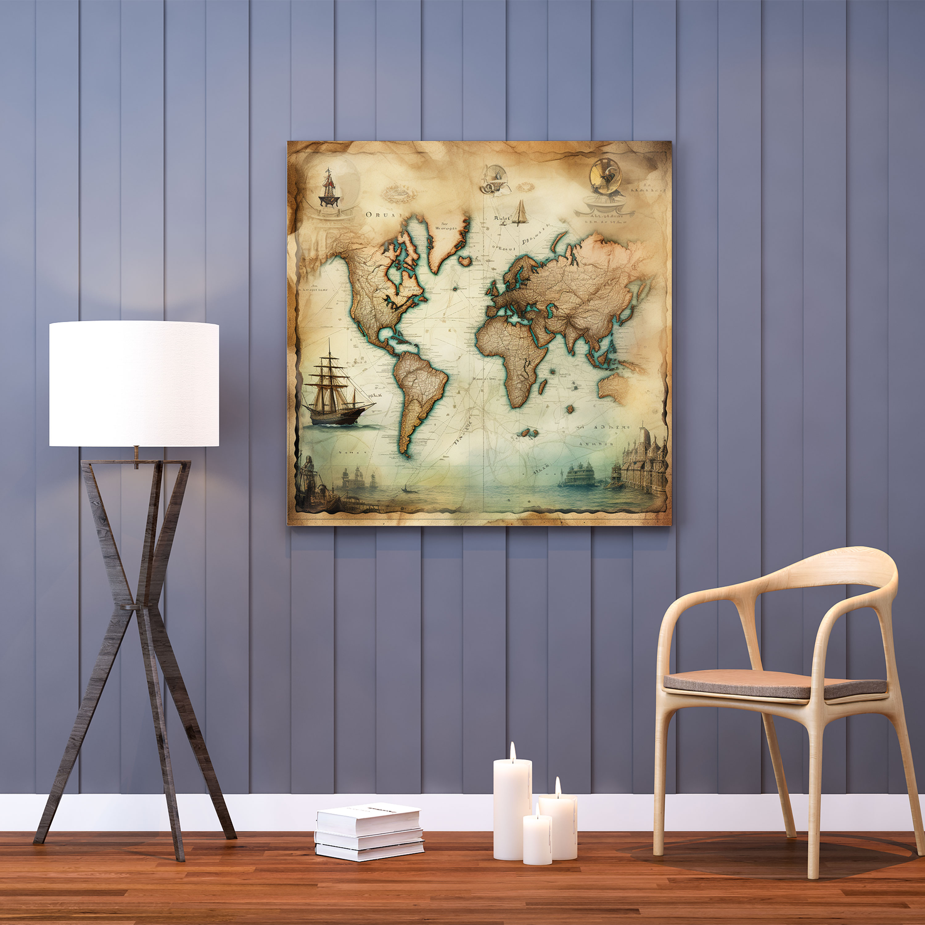 Hermes Canvas Print - Vintage Map Wall Art - Hermes, Exploration, Map, Wall Art