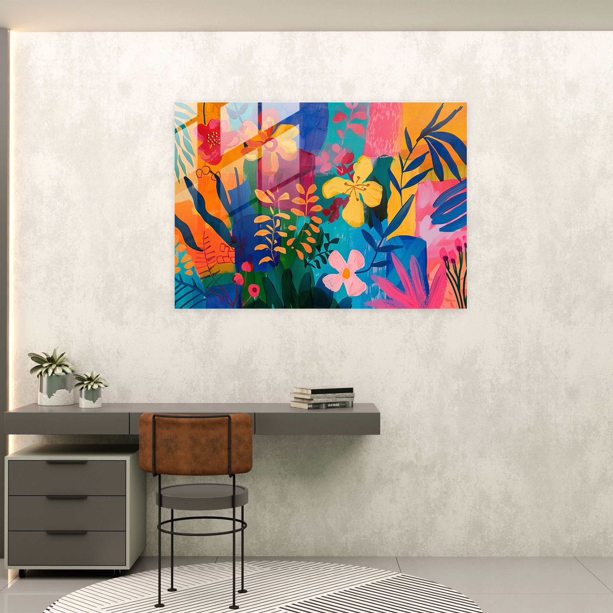 Henri Matisse Glass Print: Abstract Flower Pattern - Henri Matisse, Modern Art, Wall Decoration, Home Decoration