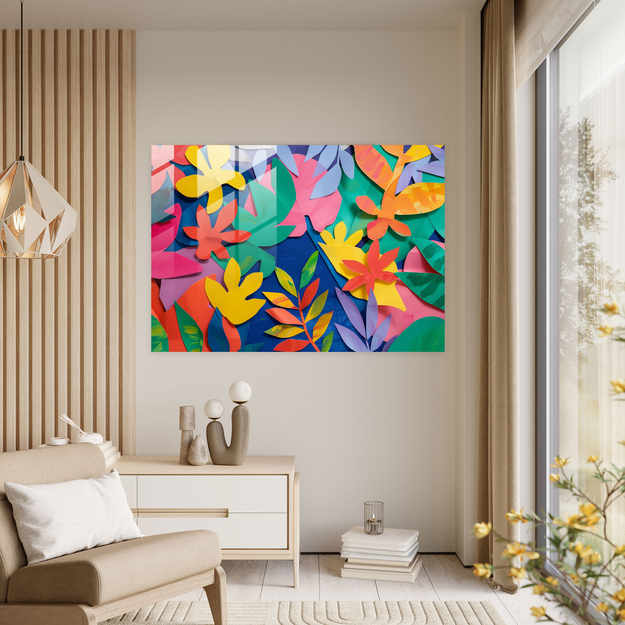 Colorful Leaf And Flower Glass Print - Henri Matisse, Glass Wall Art, Wall Decoration, Glass Print