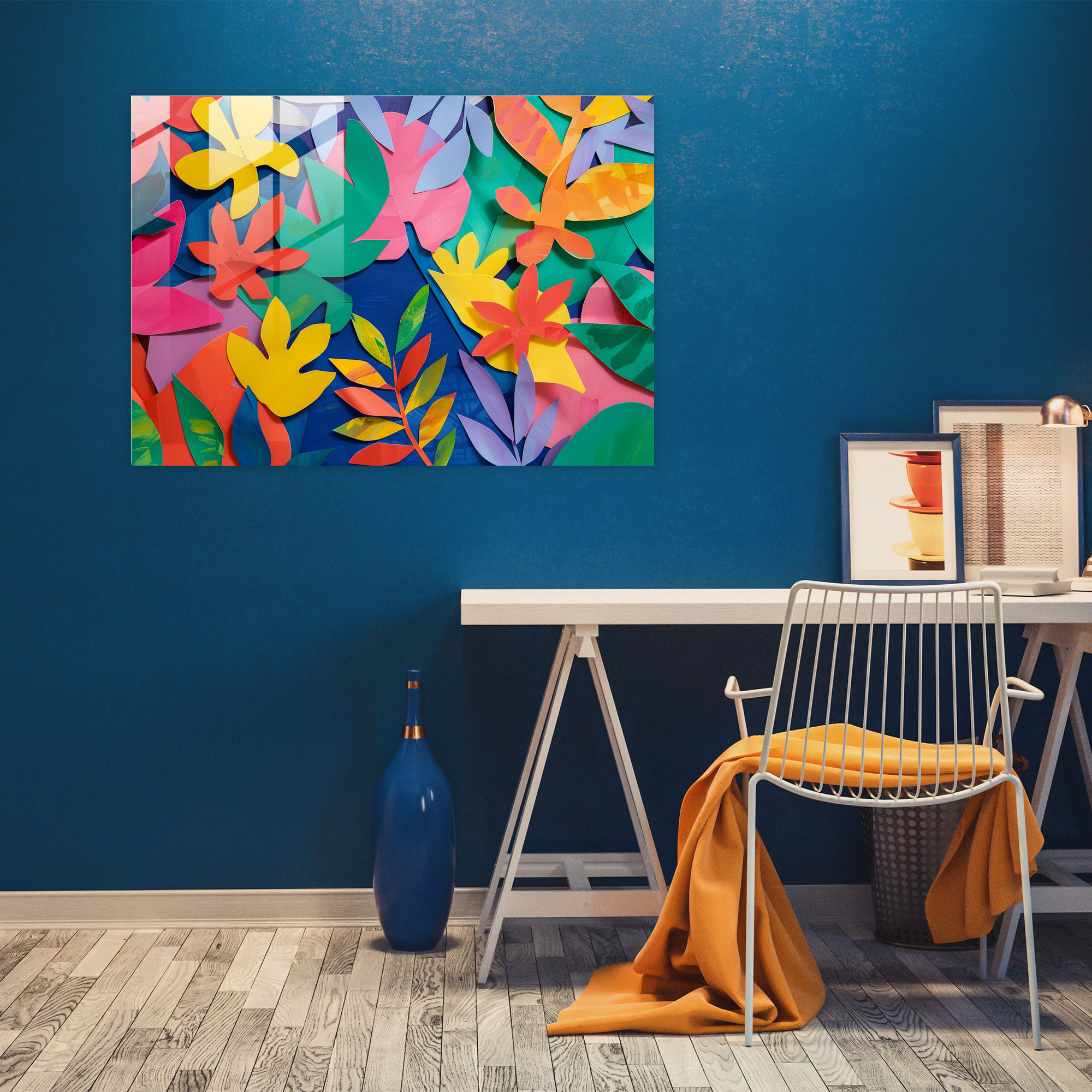 Colorful Leaf And Flower Glass Print - Henri Matisse, Glass Wall Art, Wall Decoration, Glass Print