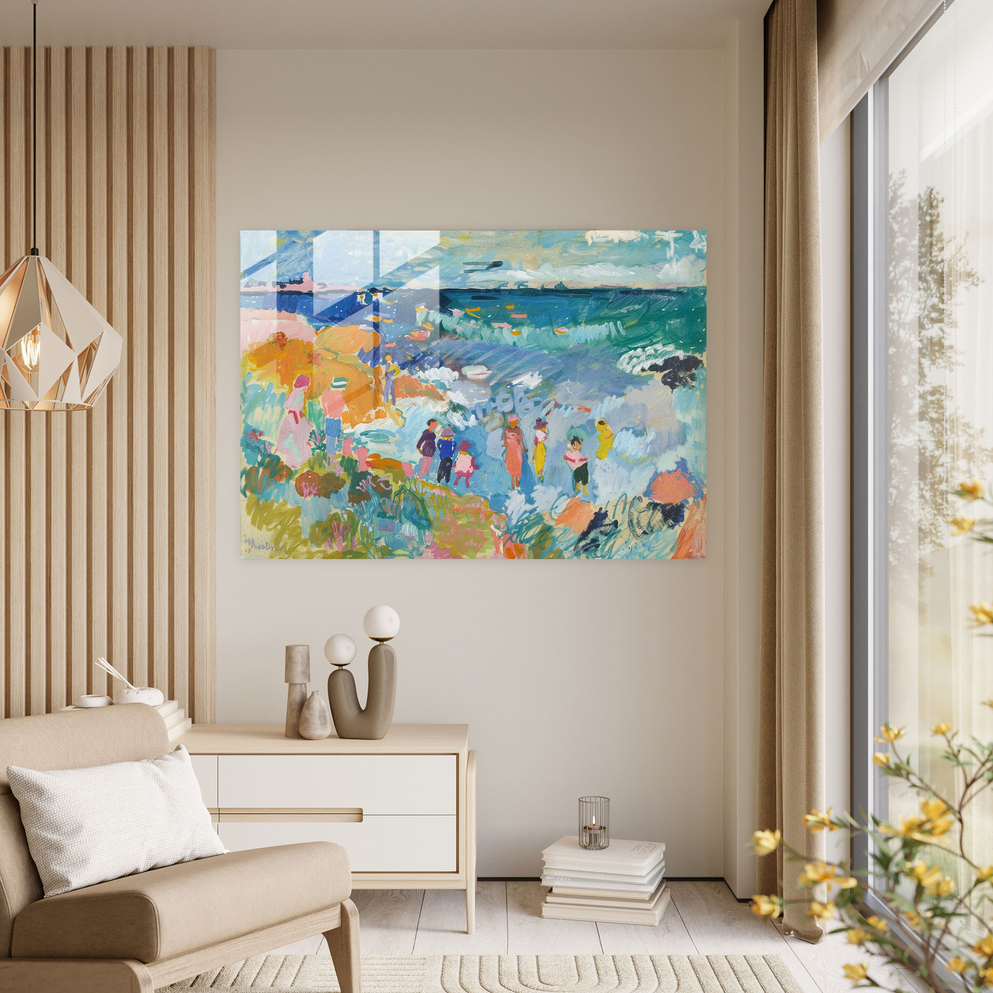 Henri Matisse Glass Print: Seaside Figures Glass Wall Art - Henri Matisse, Henri Matisse, Glass Wall Art, Glass Print