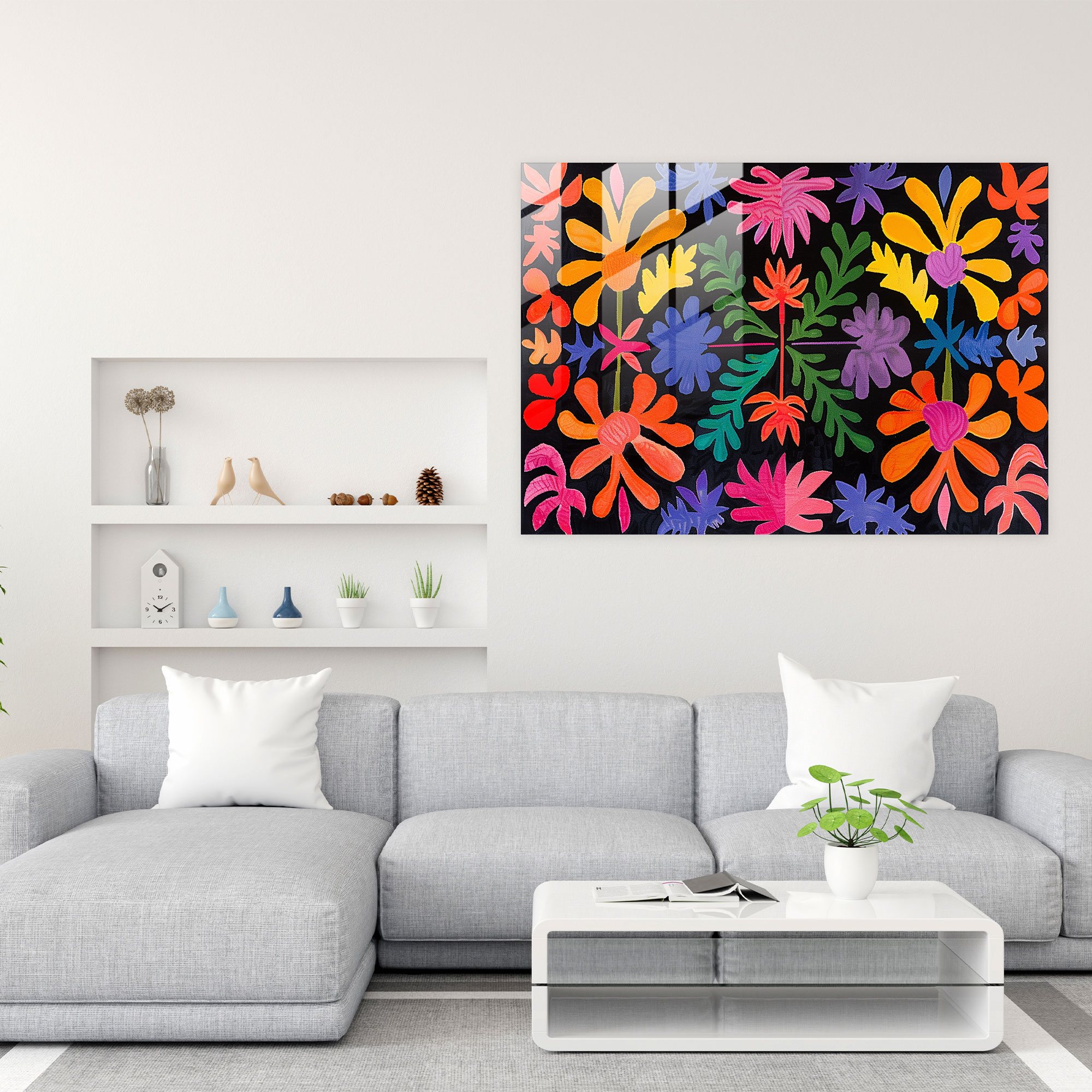 Henri Matisse Home Decoration: Floral Symmetry Glass Print - Henri Matisse, Symmetrical Arrangement, Henri Matisse, Floral Patterns