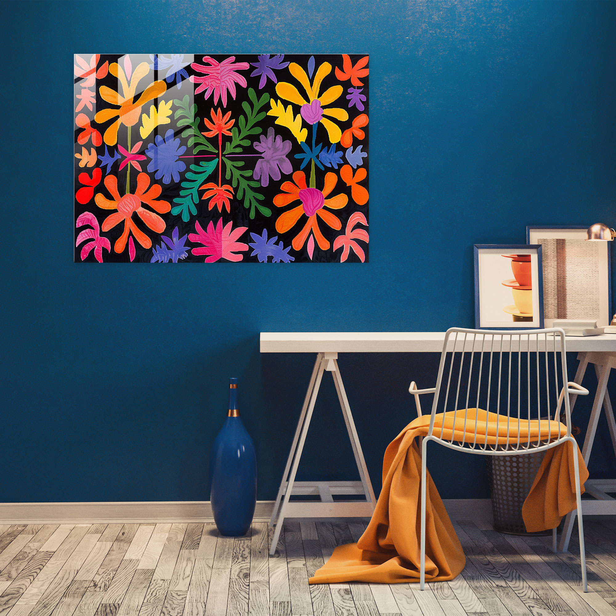 Henri Matisse Home Decoration: Floral Symmetry Glass Print - Henri Matisse, Symmetrical Arrangement, Henri Matisse, Floral Patterns