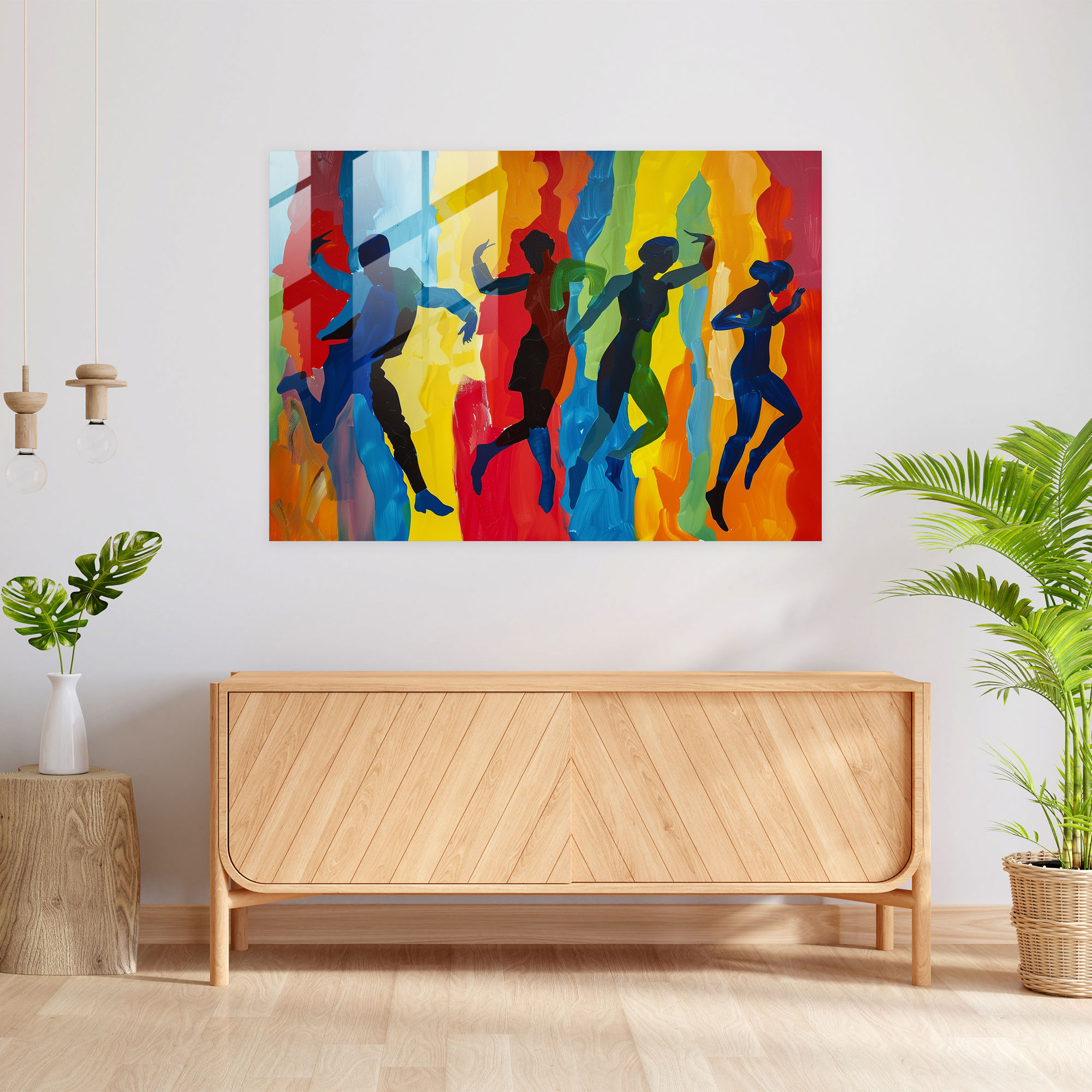 Henri Matisse Wall Decoration: Dynamic Figures Glass Art - Henri Matisse, Dynamic Figures, Glass Art, Colorful Backdrop
