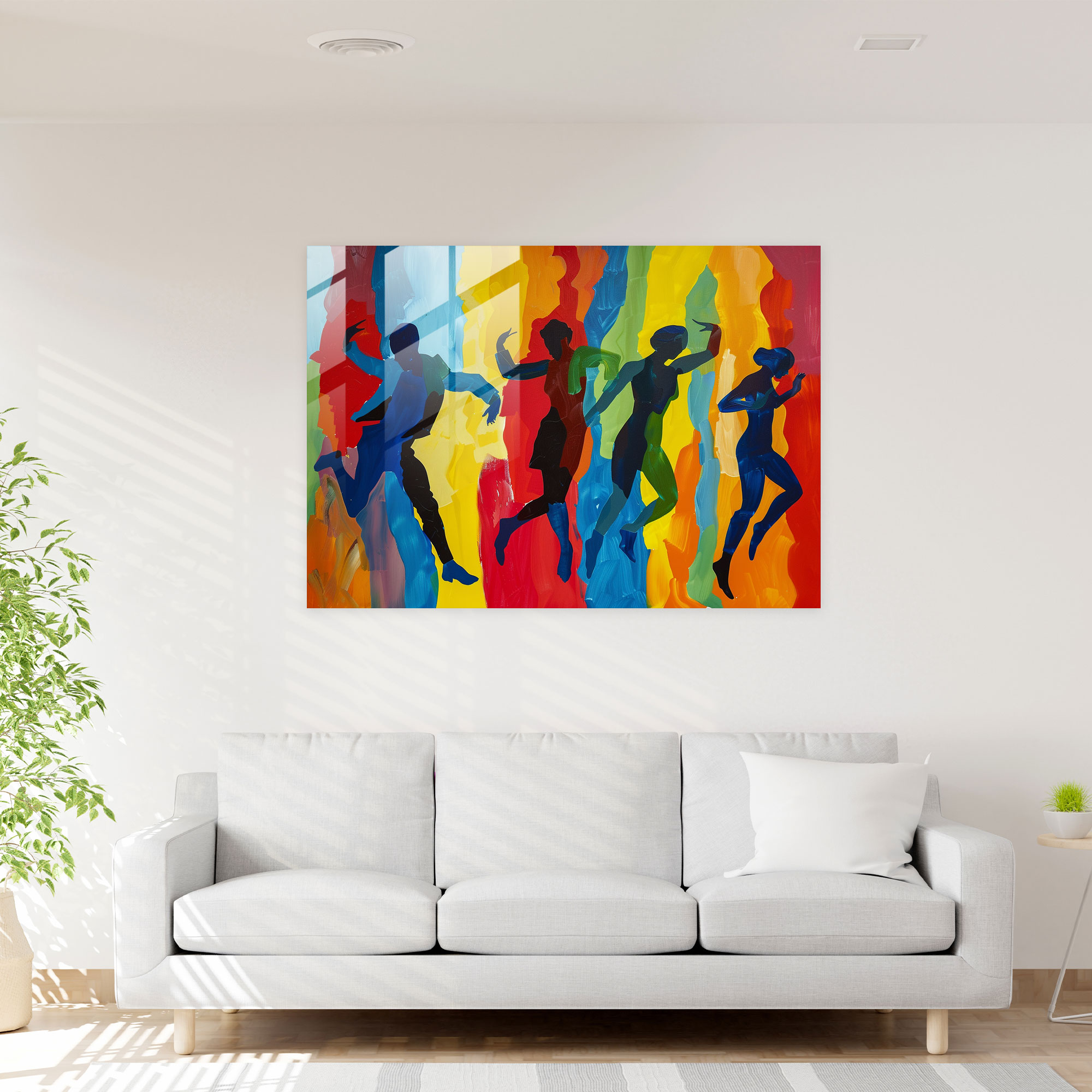 Henri Matisse Wall Decoration: Dynamic Figures Glass Art - Henri Matisse, Dynamic Figures, Glass Art, Colorful Backdrop