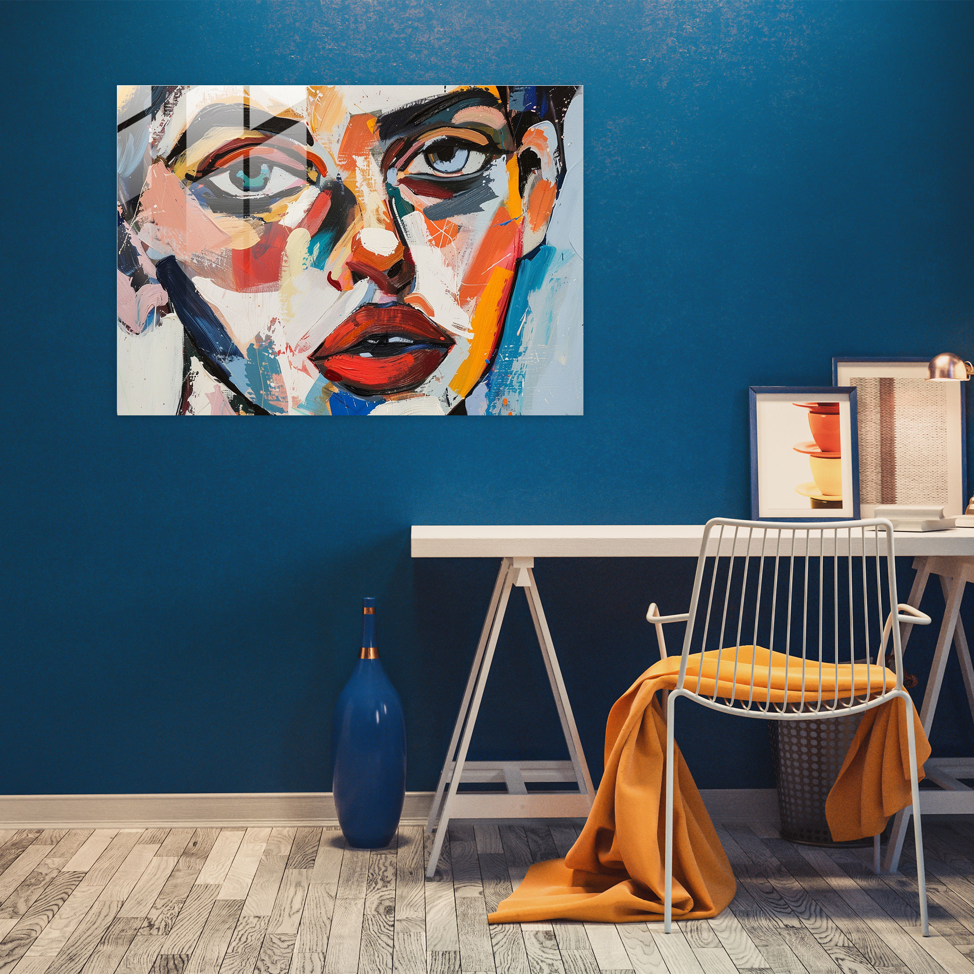 Abstract Portrait Glass Print In Henri Matisse Style - Henri Matisse, Home Decoration, Henri Matisse, Glass Art