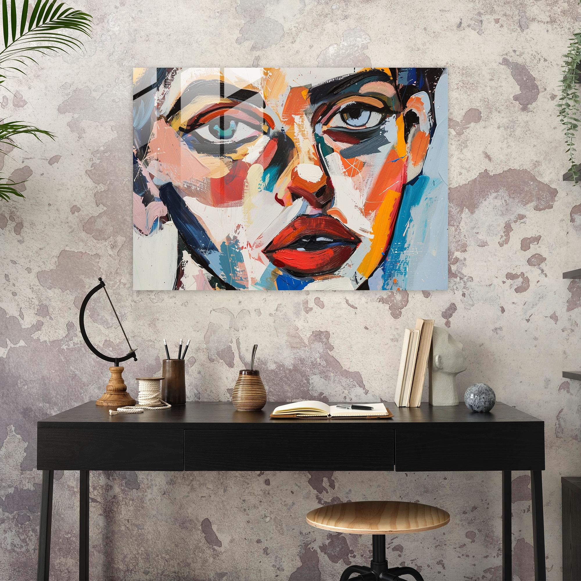 Abstract Portrait Glass Print In Henri Matisse Style - Henri Matisse, Home Decoration, Henri Matisse, Glass Art