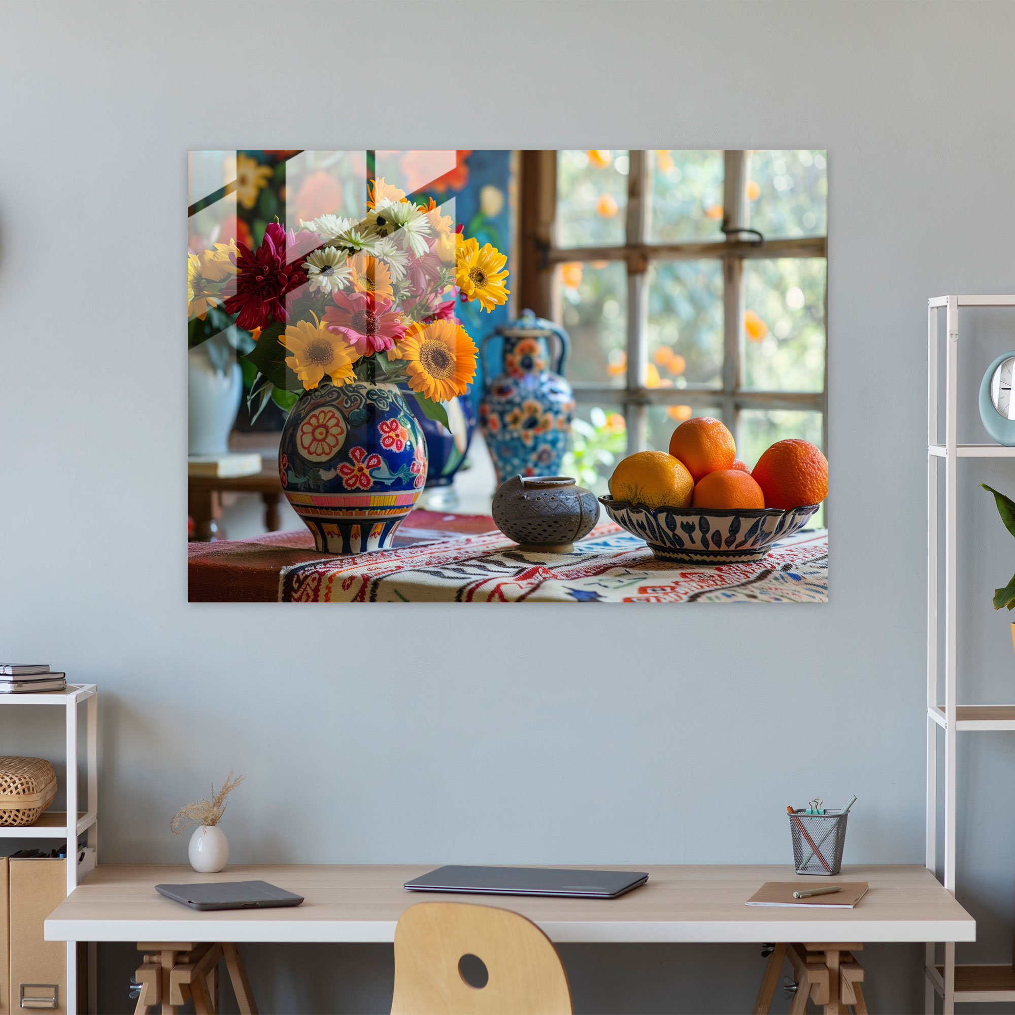 Rich Colors Still Life Glass Print In Henri Matisse Style - Henri Matisse, Henri Matisse, Home Decoration, Modern Art