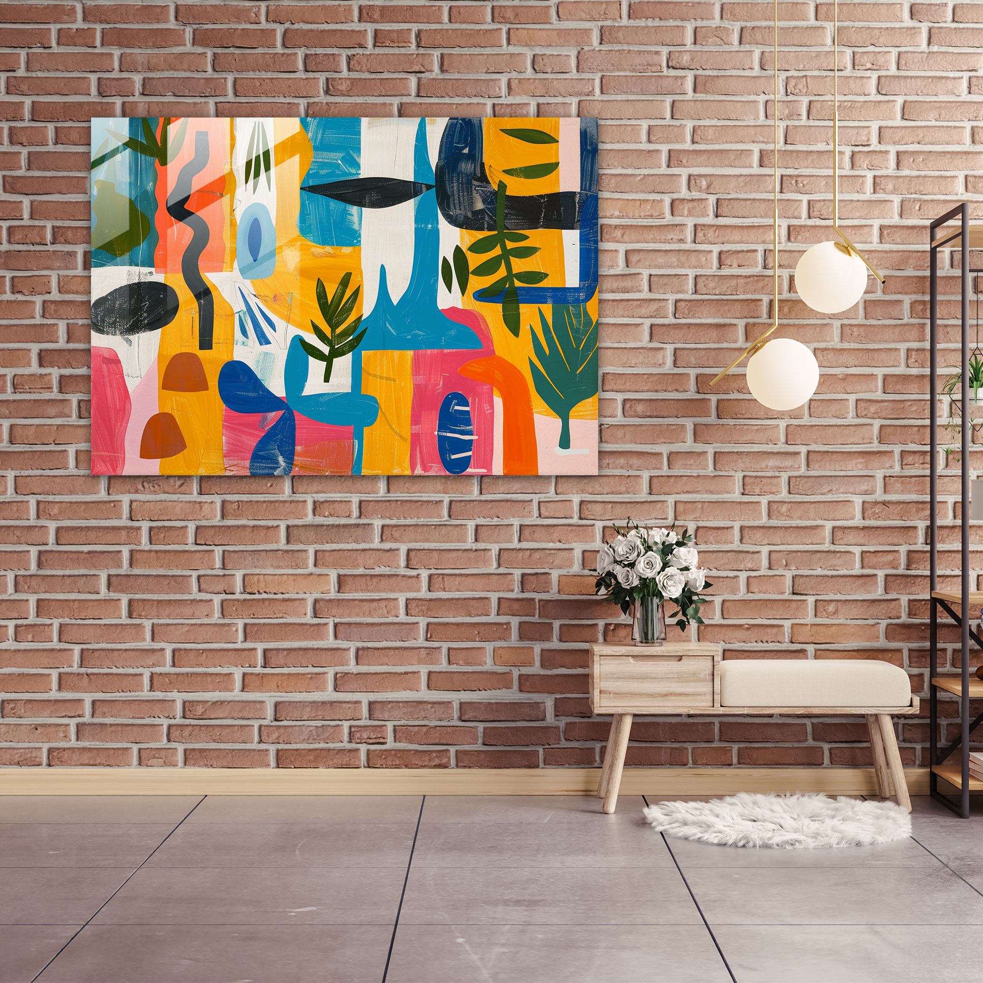 Henri Matisse Glass Wall Art: Playful Abstract Composition - Henri Matisse, Home Decoration, Glass Wall Art, Glass Art