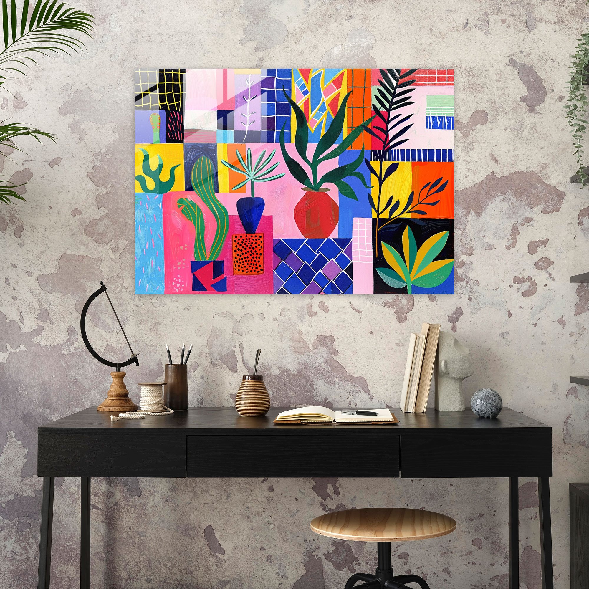 Henri Matisse Glass Wall Art - Geometric Shapes - Henri Matisse, Vibrant Patterns, Glass Wall Art, Wall Decoration