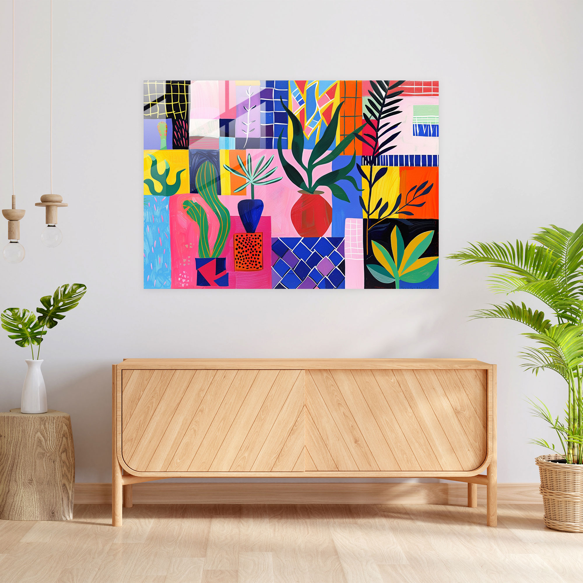 Henri Matisse Glass Wall Art - Geometric Shapes - Henri Matisse, Vibrant Patterns, Glass Wall Art, Wall Decoration
