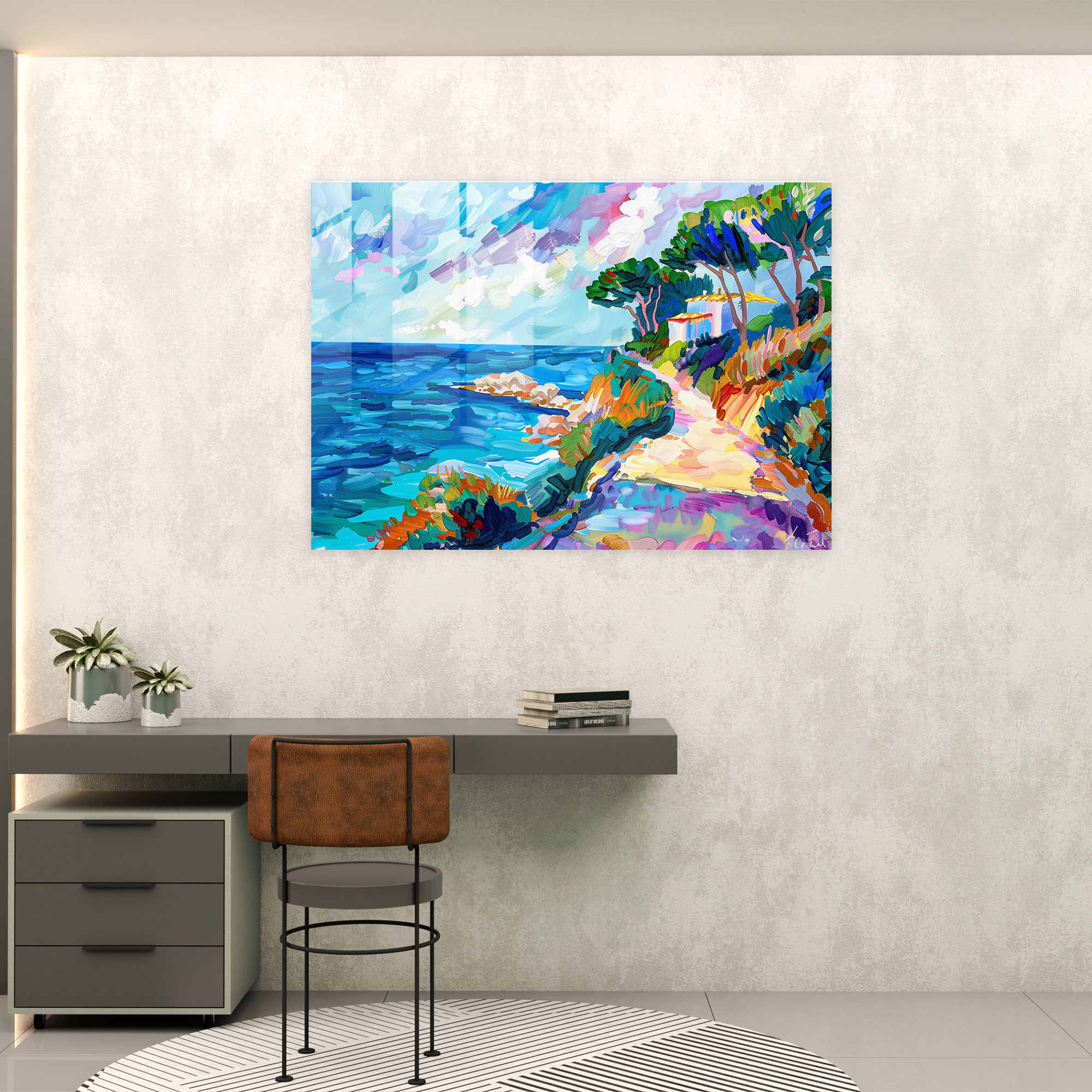 Henri Matisse Home Decoration Glass Print - Seaside Landscape - Henri Matisse, Seaside Landscape, Soothing Colors, Home Decoration