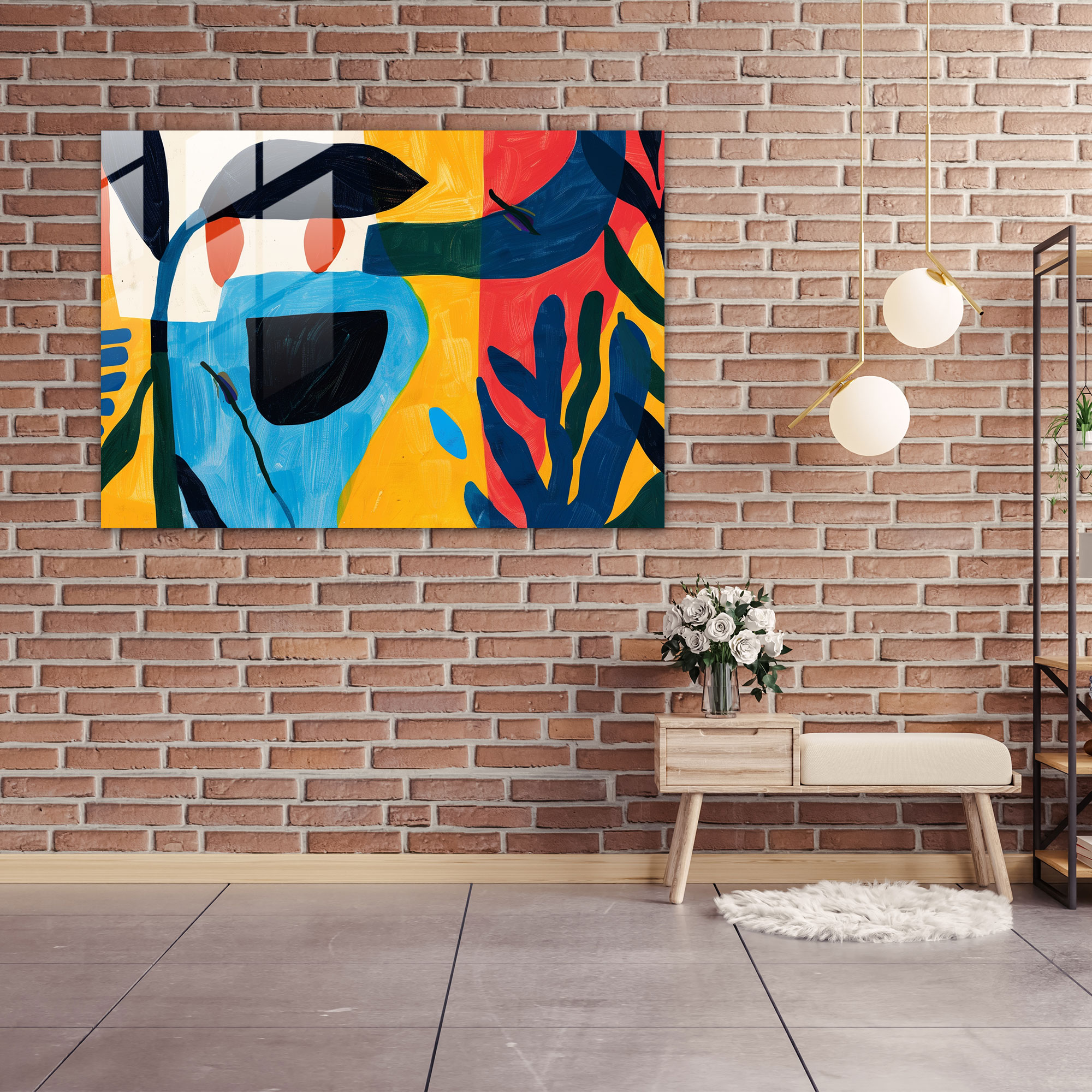 Henri Matisse Glass Wall Art - Cool Tones Abstract Shapes - Henri Matisse, Modern Art, Home Decoration, Glass Art