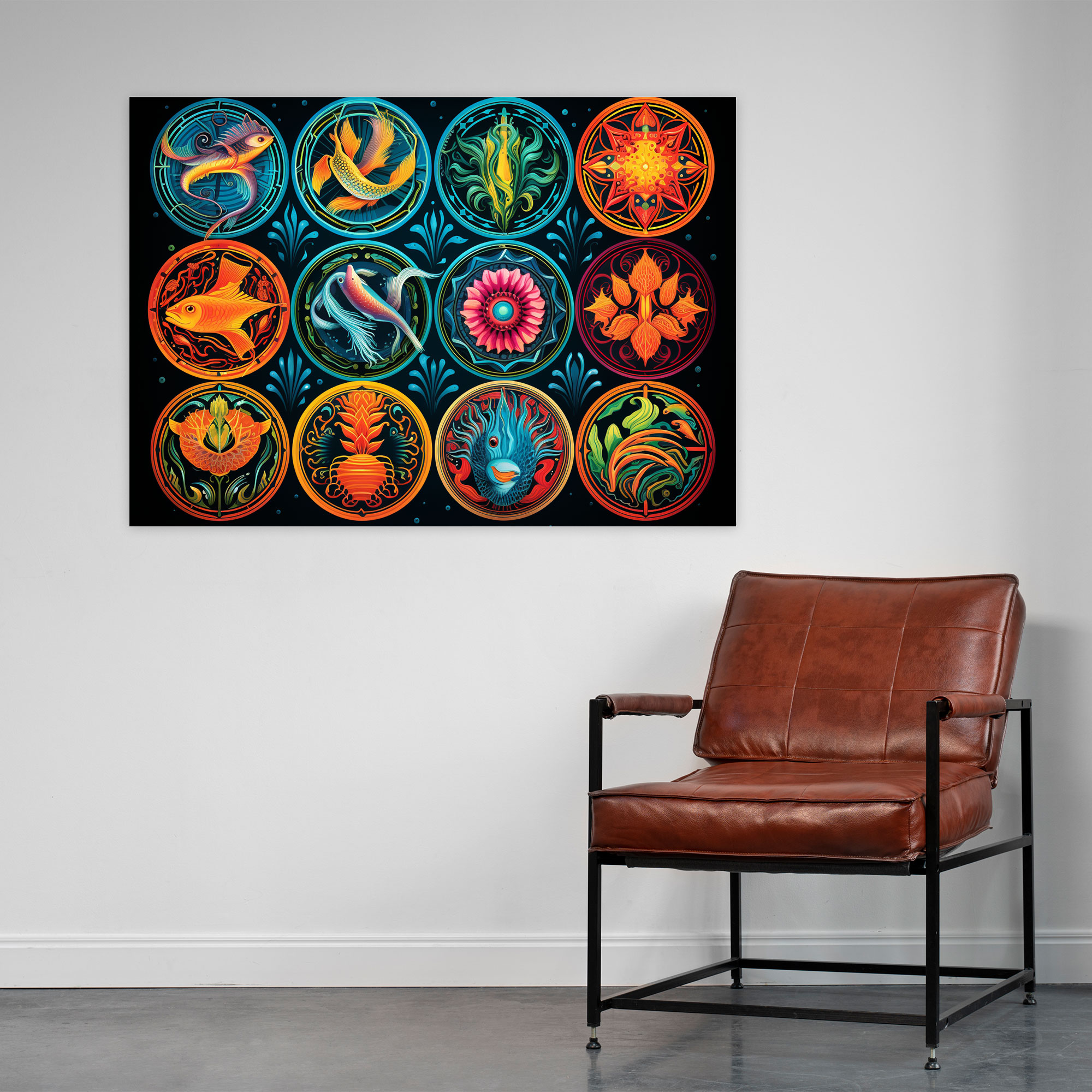 Horoscope Hand-Painted Zodiac Signs Wall Art - Horoscope, Astrology Lovers, Intricate Patterns, Vibrant Colors