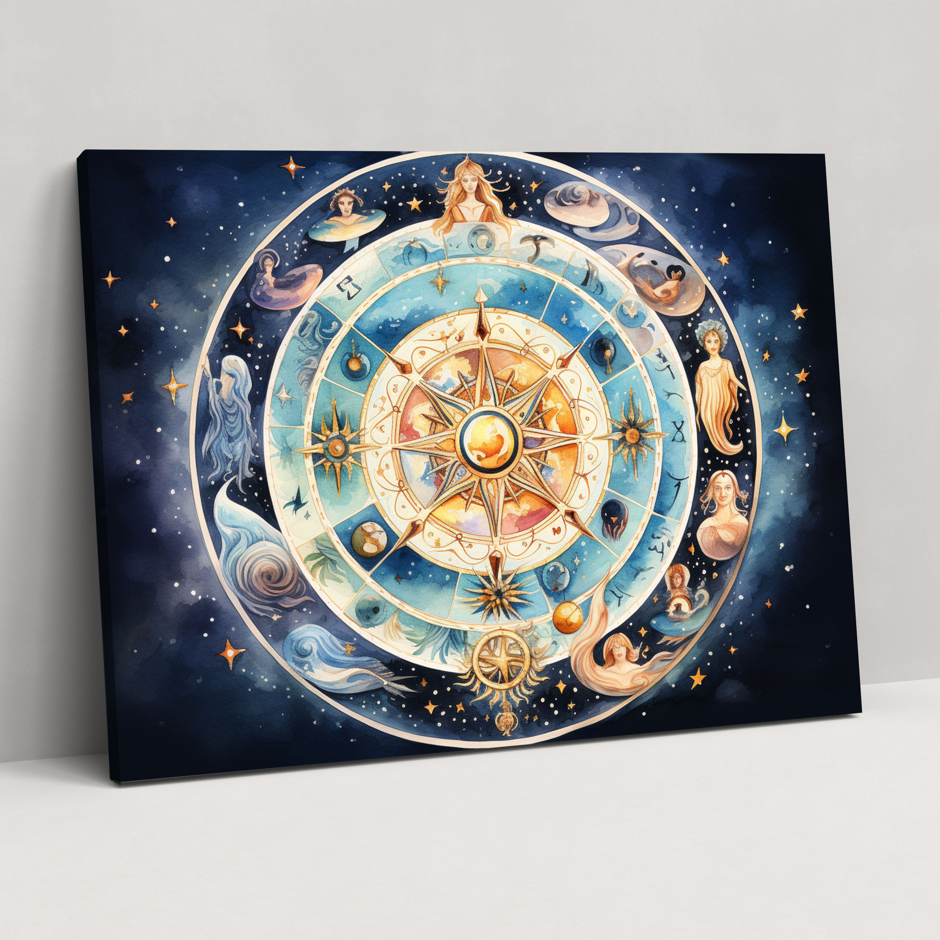 Horoscope Watercolor Zodiac Signs Canvas Print - Horoscope, Canvas Print, Canvas Wall Art, Celestial Elements