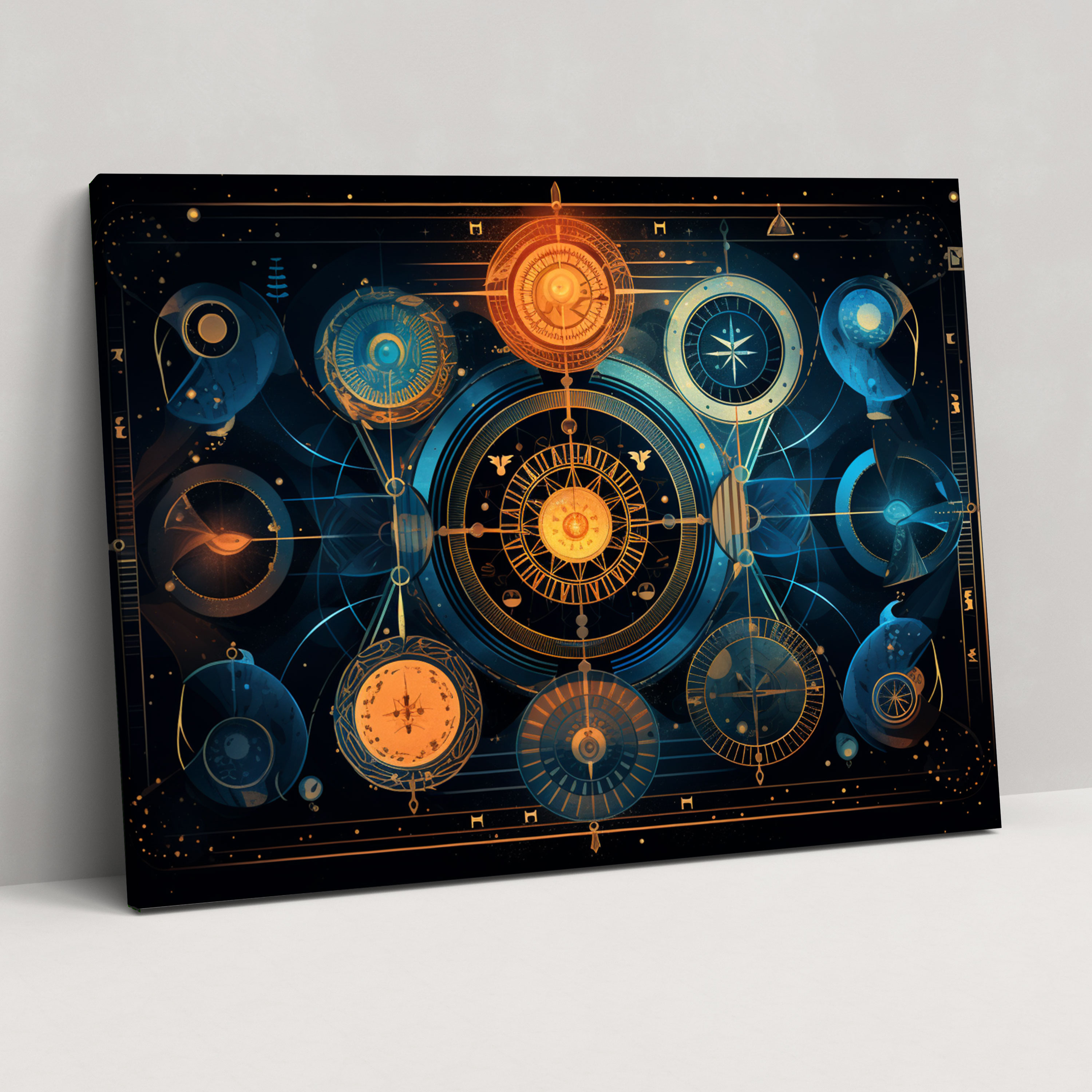 Horoscope Wall Art - Horoscope, Wall Art, Geometric Horoscope Symbols, Abstract Cosmic Pattern