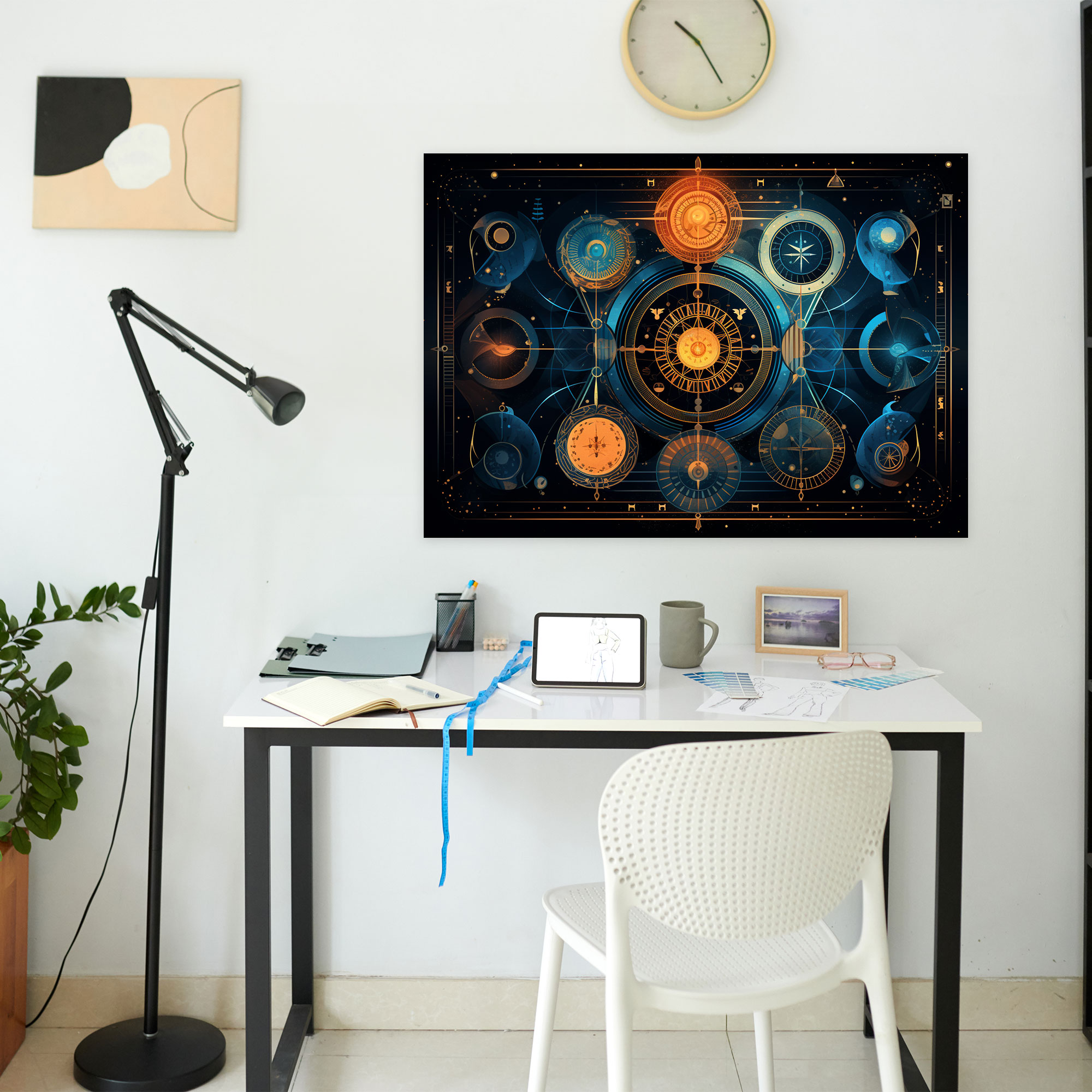 Horoscope Wall Art - Horoscope, Wall Art, Geometric Horoscope Symbols, Abstract Cosmic Pattern